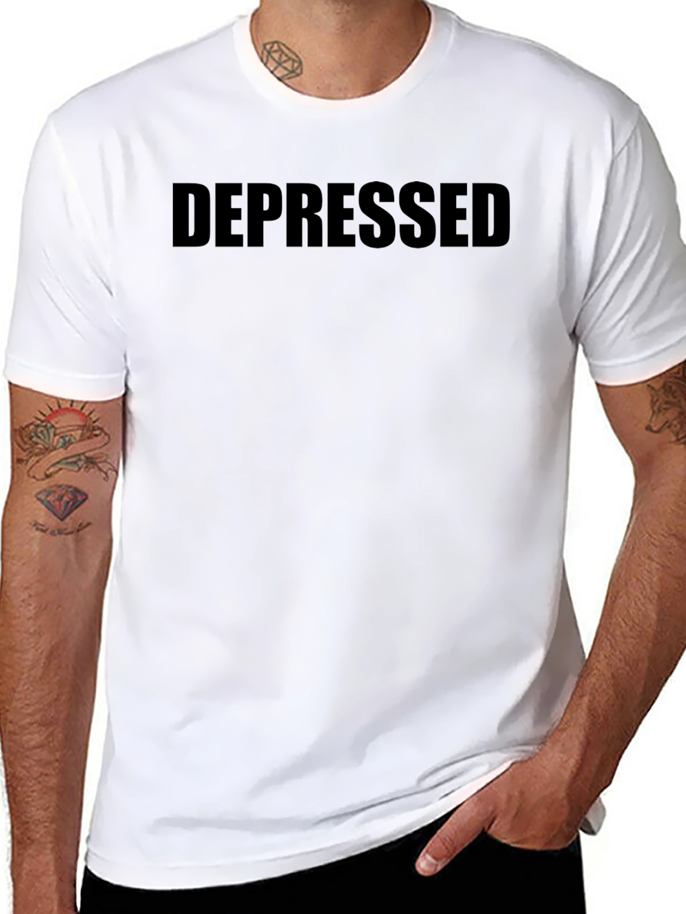 Depressed Black Crew Neck T-Shirt