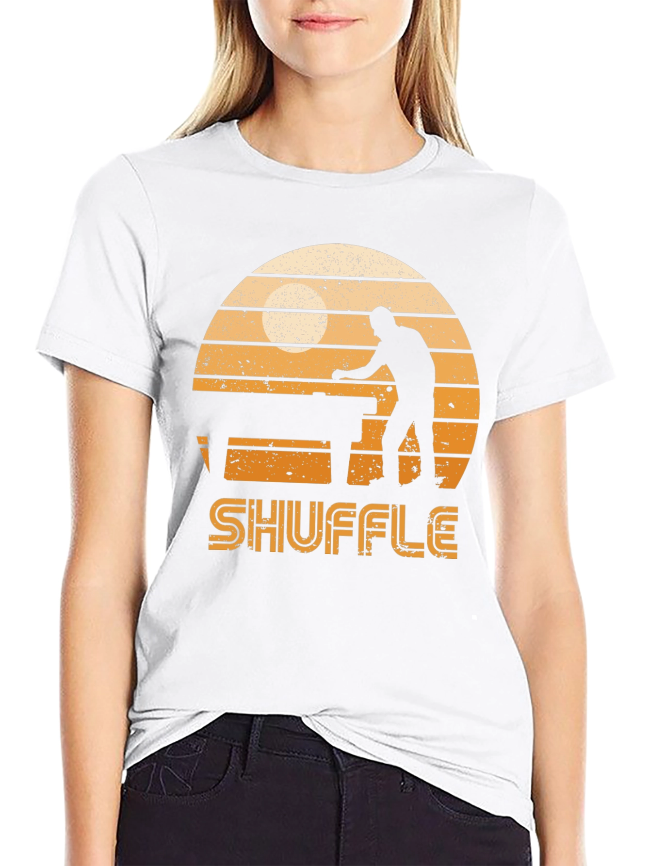 Shuffleboard Graphic Tee - Retro Sunset Design