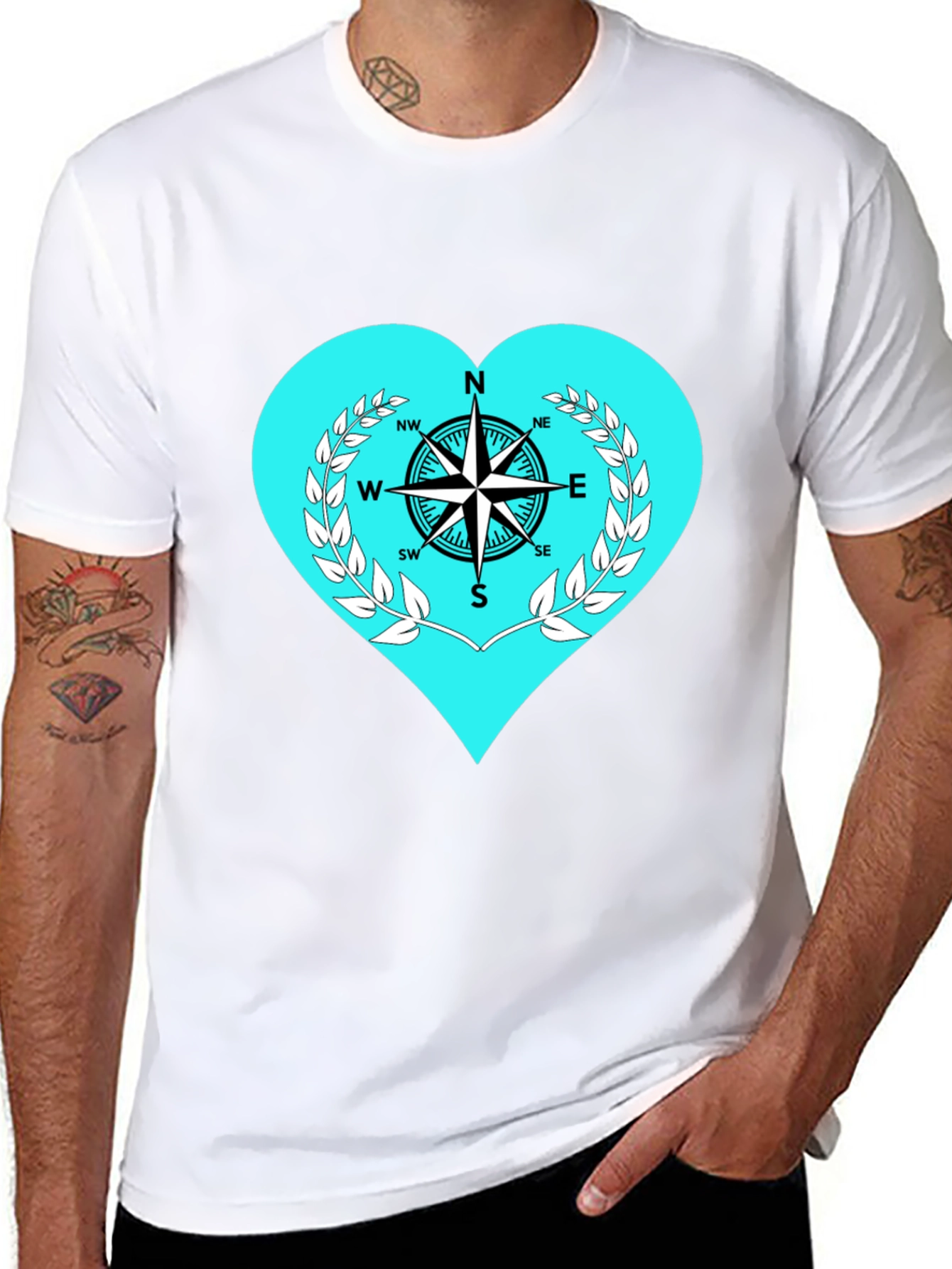 Compass Heart Graphic Tee - Stylish Black T-Shirt