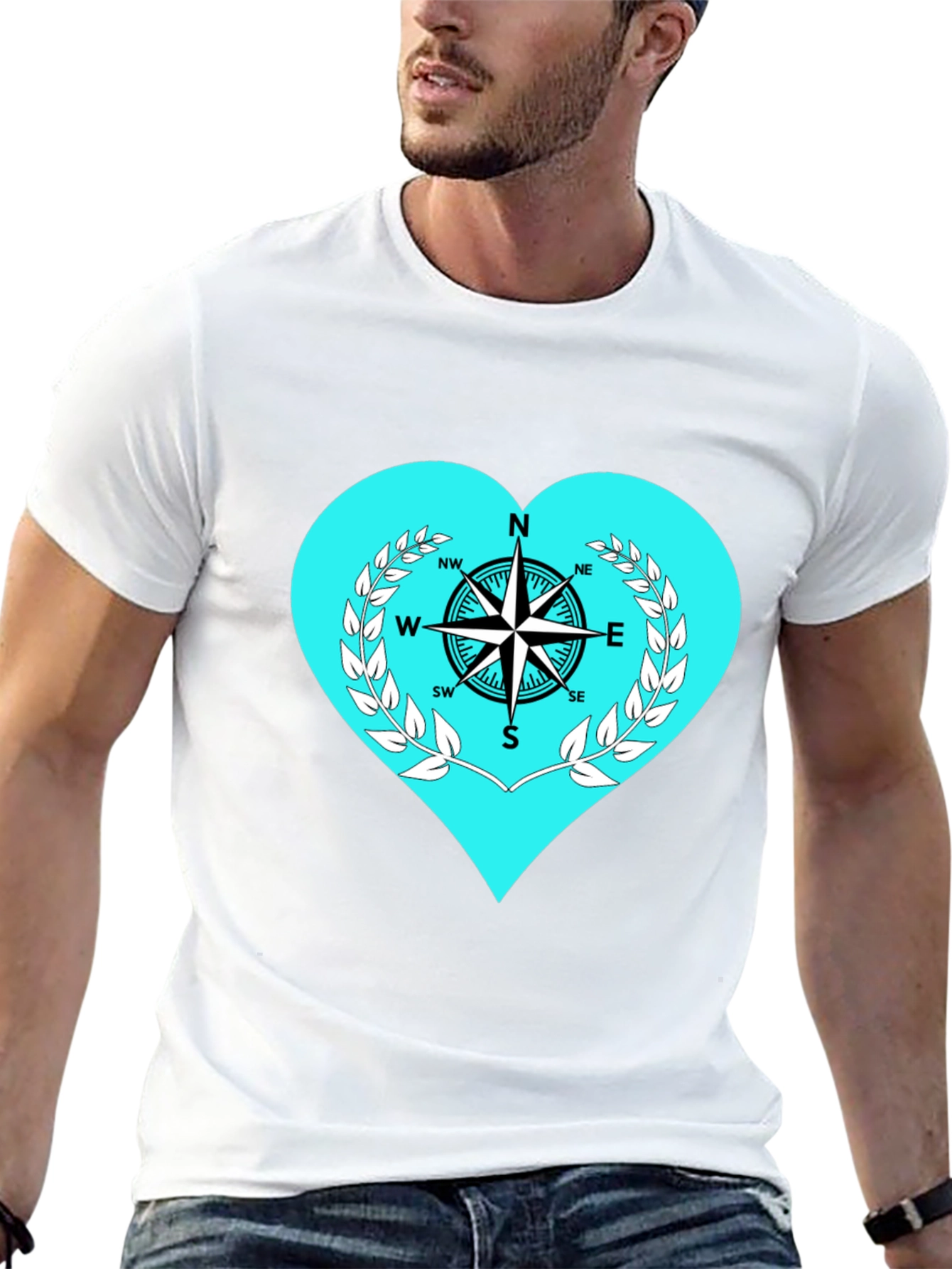 Compass Heart Graphic Tee - Stylish Black T-Shirt