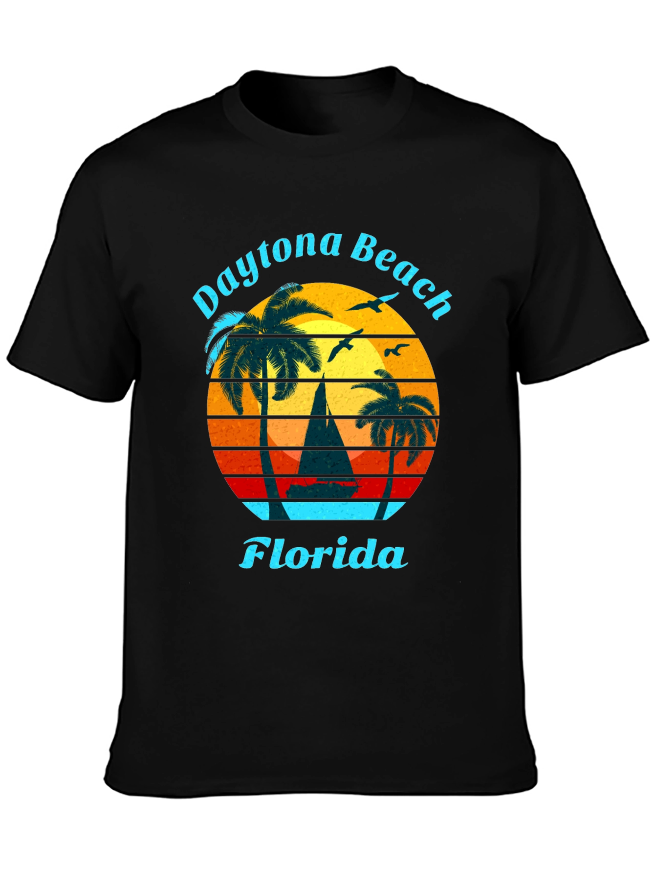Daytona Beach Florida T-Shirt Retro Sunset Sailboat Tee