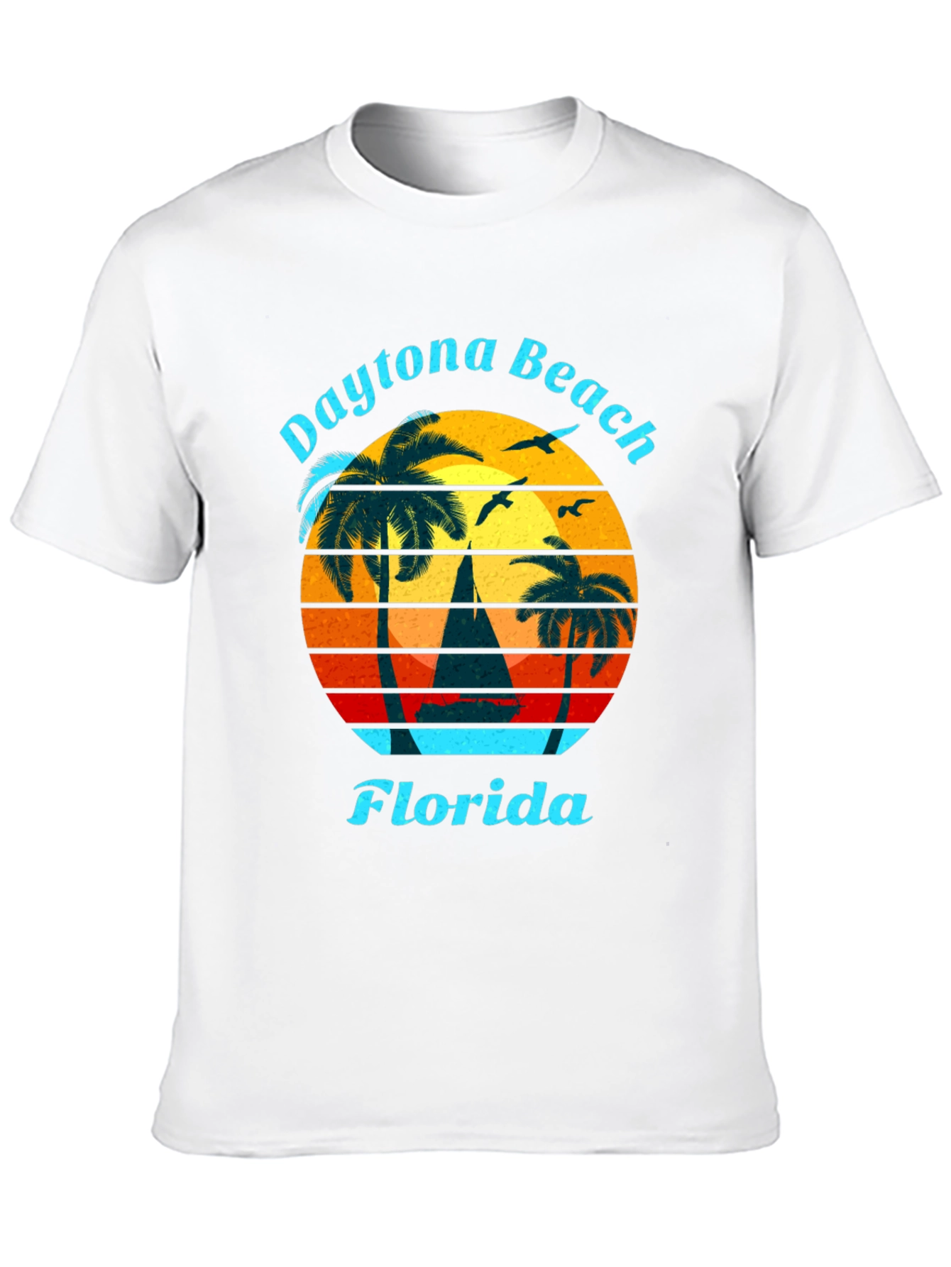 Daytona Beach Florida T-Shirt Retro Sunset Sailboat Tee