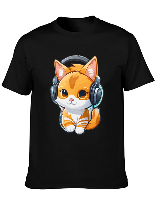 Cat DJ T-Shirt - Fun Cartoon Kitten Tee