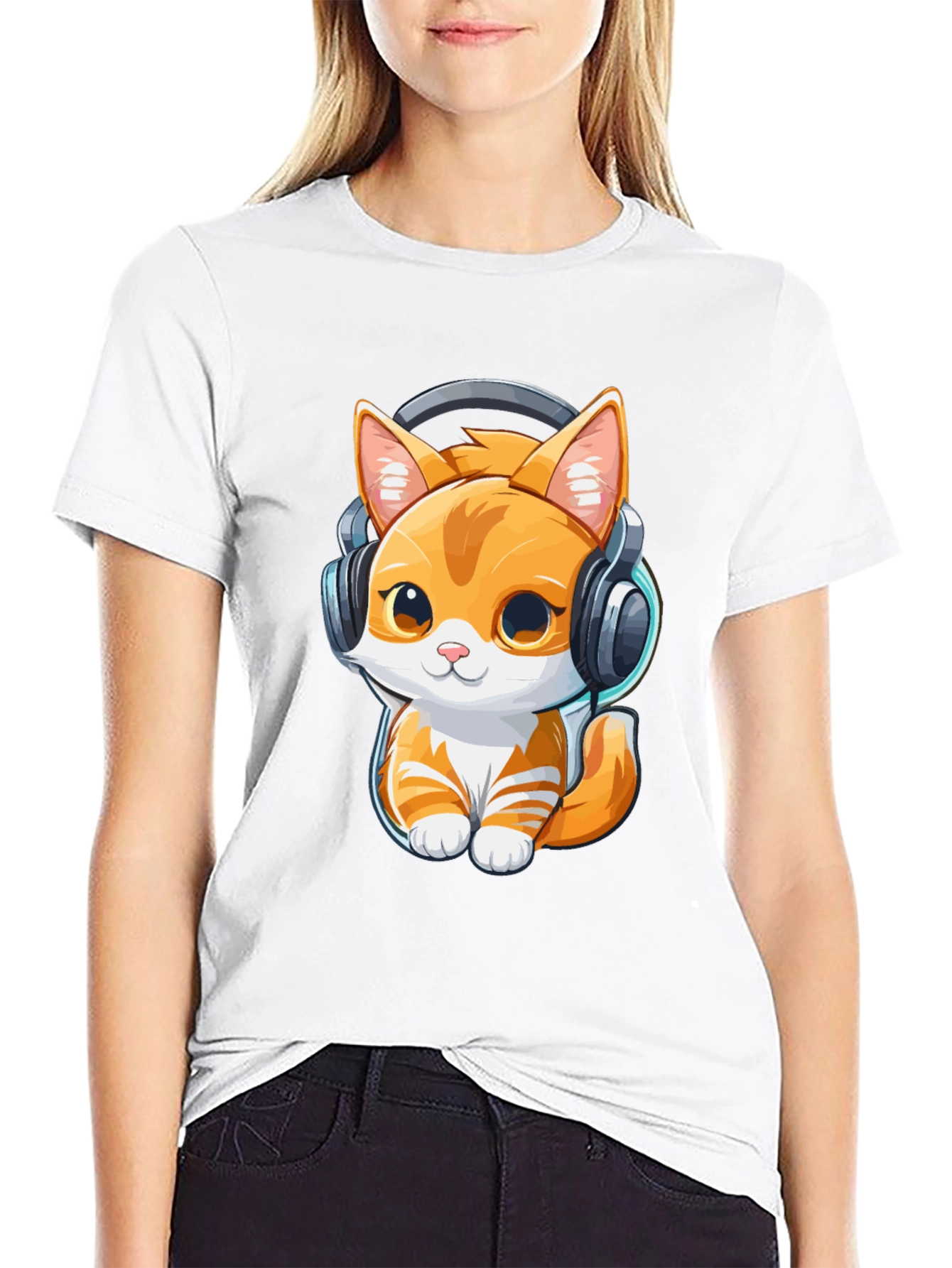 Cat DJ T-Shirt - Fun Cartoon Kitten Tee