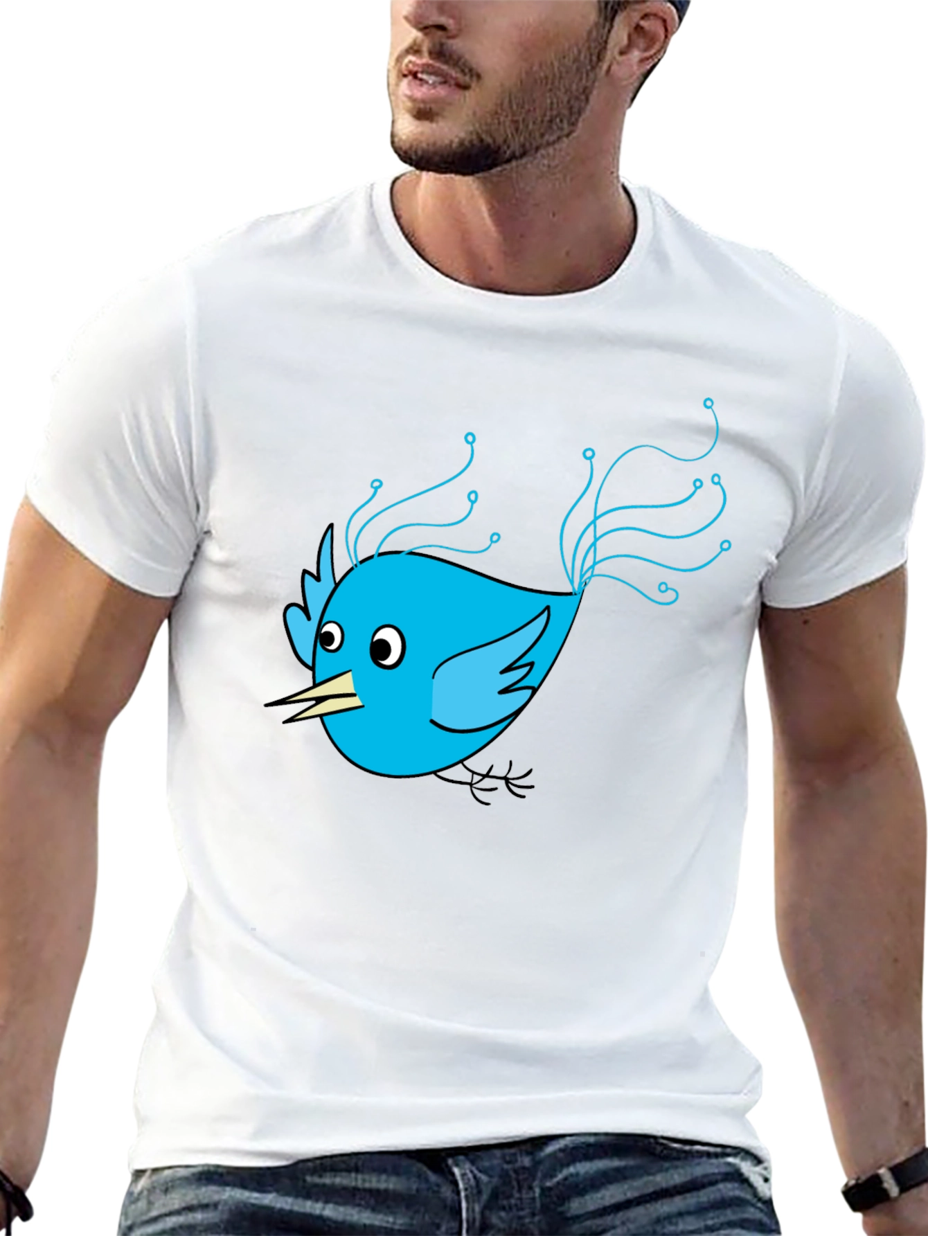 Tech Bird Graphic Tee - Black Cotton Blend