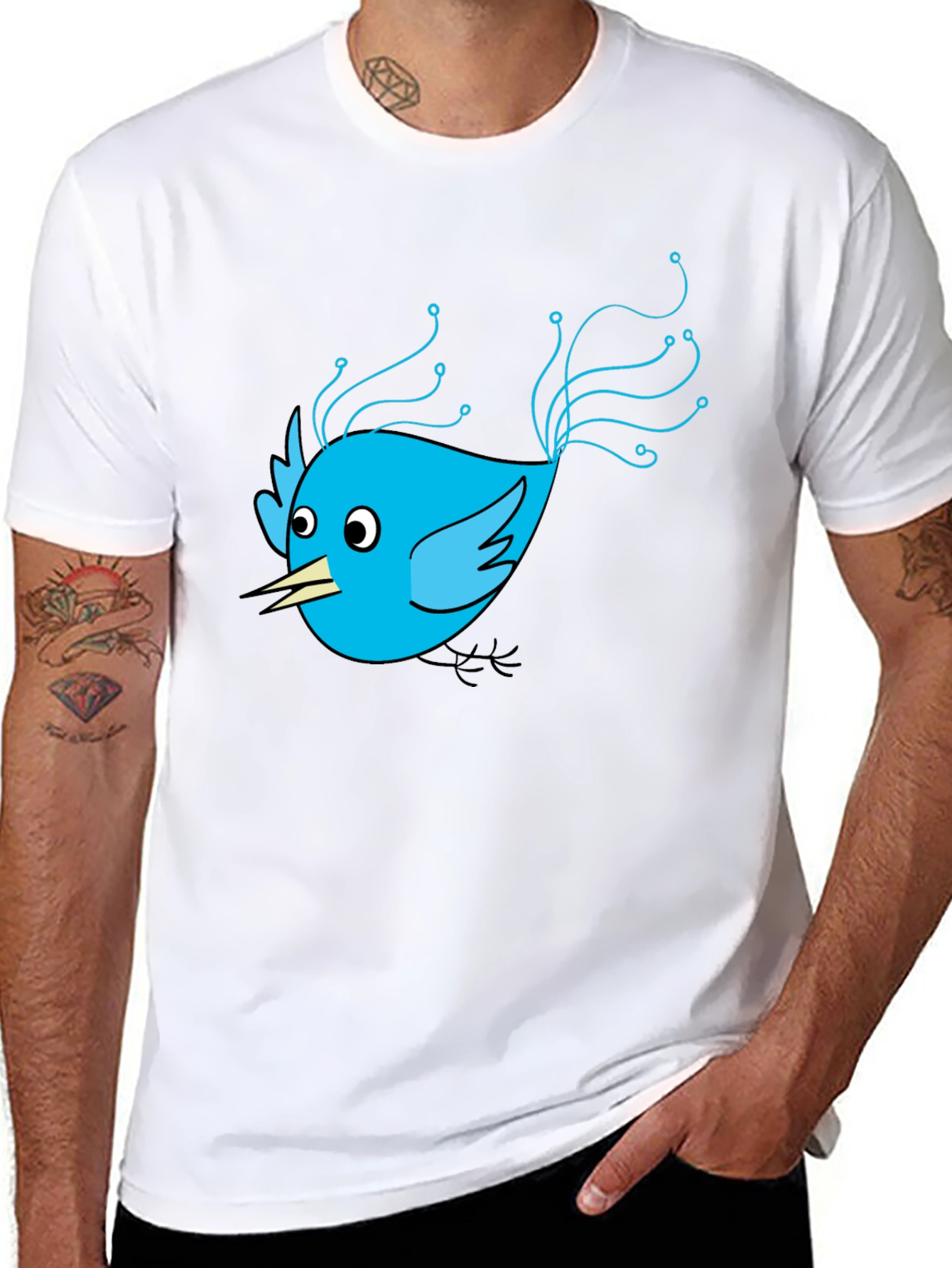 Tech Bird Graphic Tee - Black Cotton Blend