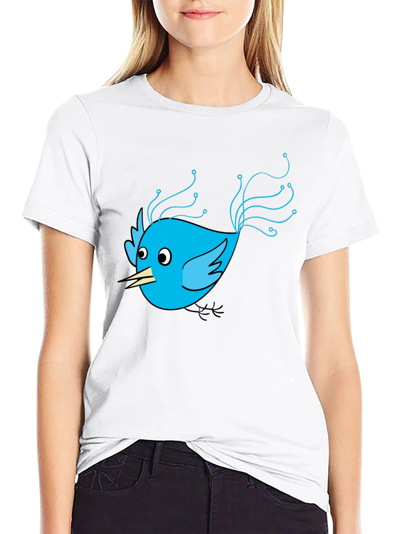 Tech Bird Graphic Tee - Black Cotton Blend