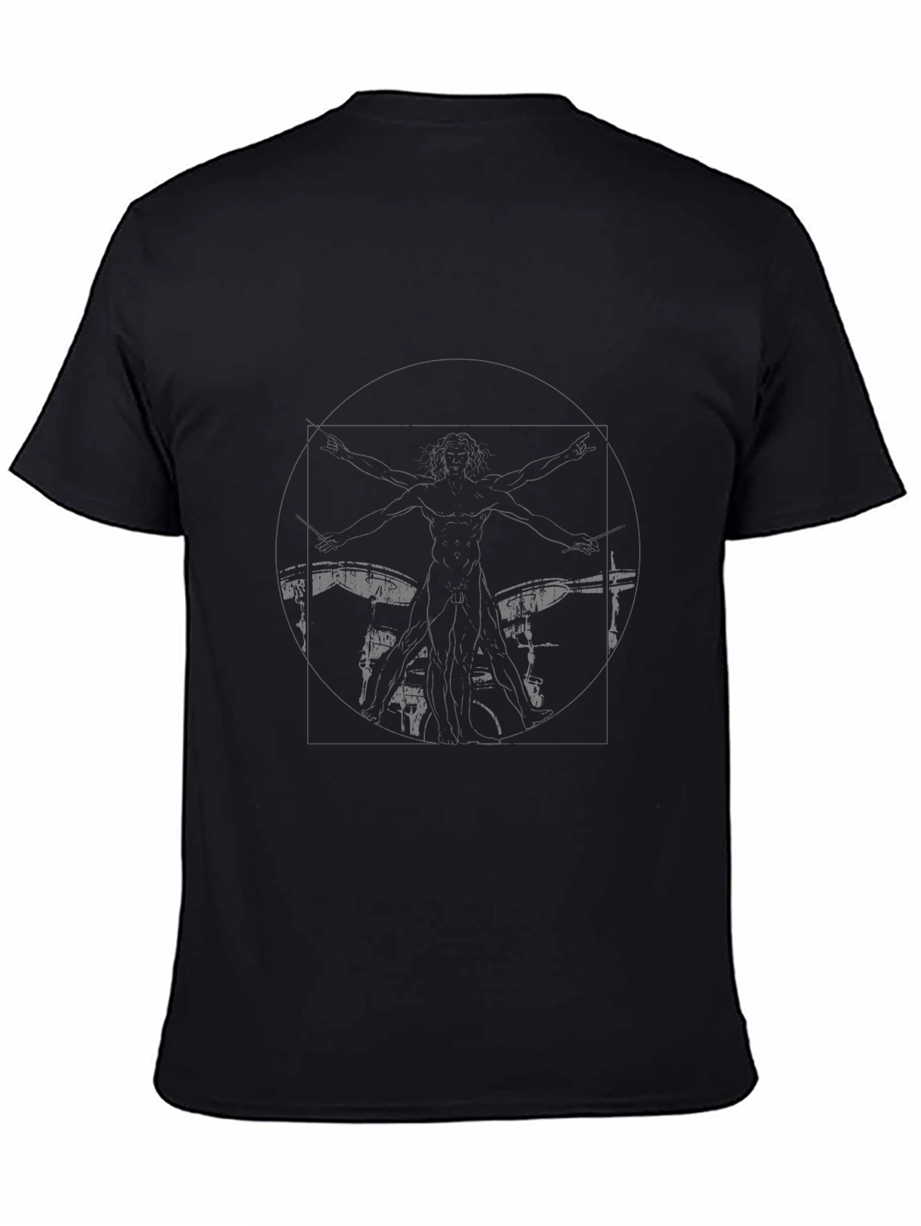 Black Graphic Tee - Drummer Print