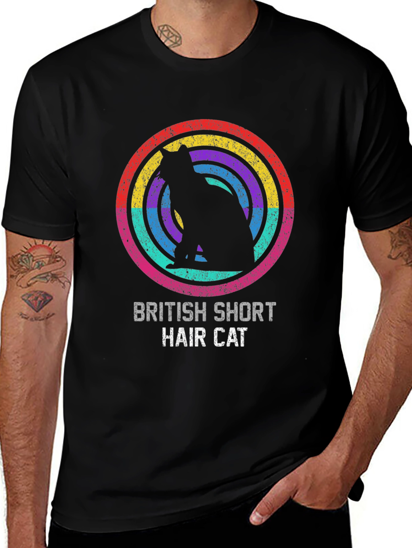 British Shorthair Cat Rainbow T-Shirt