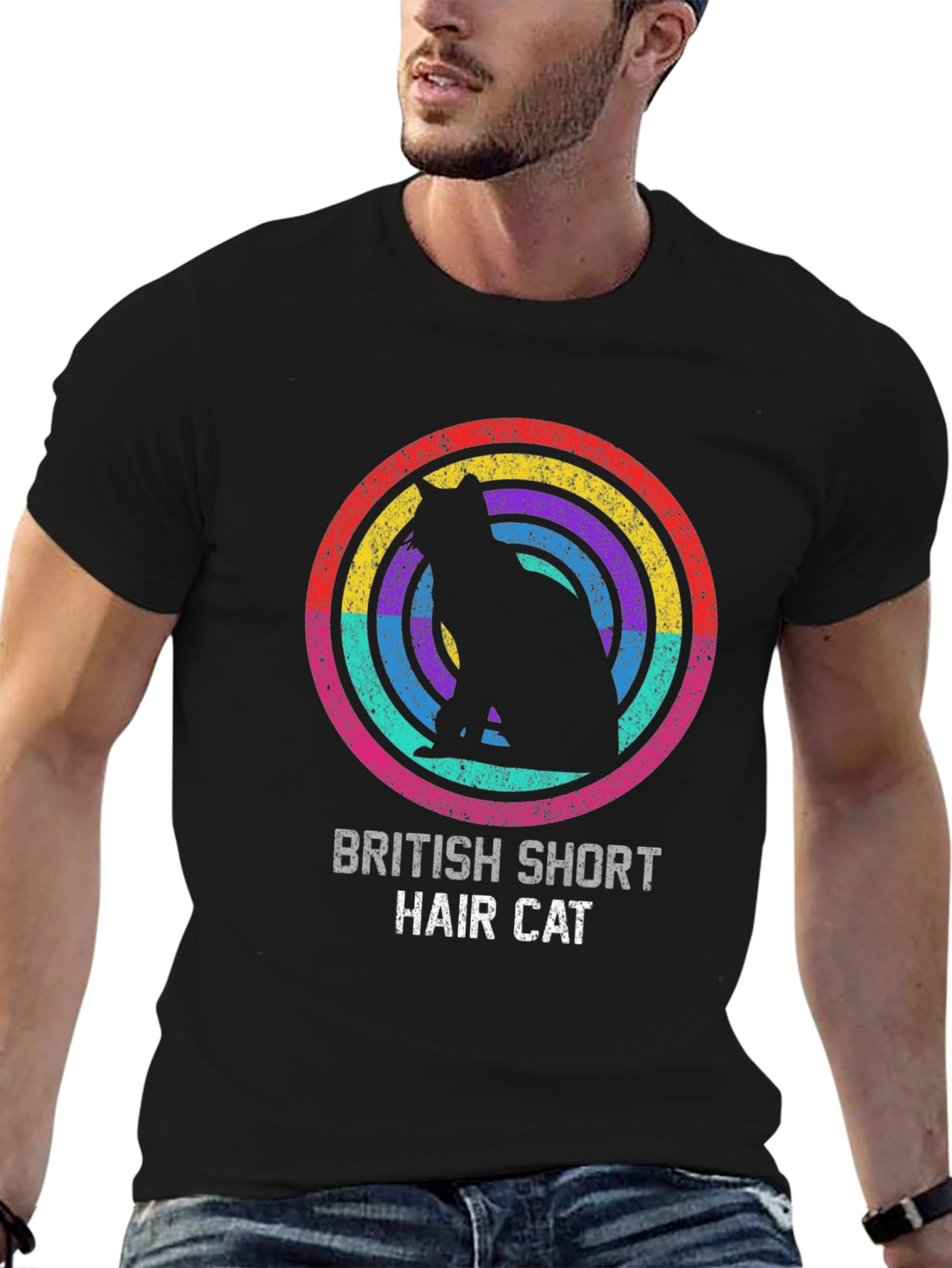 British Shorthair Cat Rainbow T-Shirt