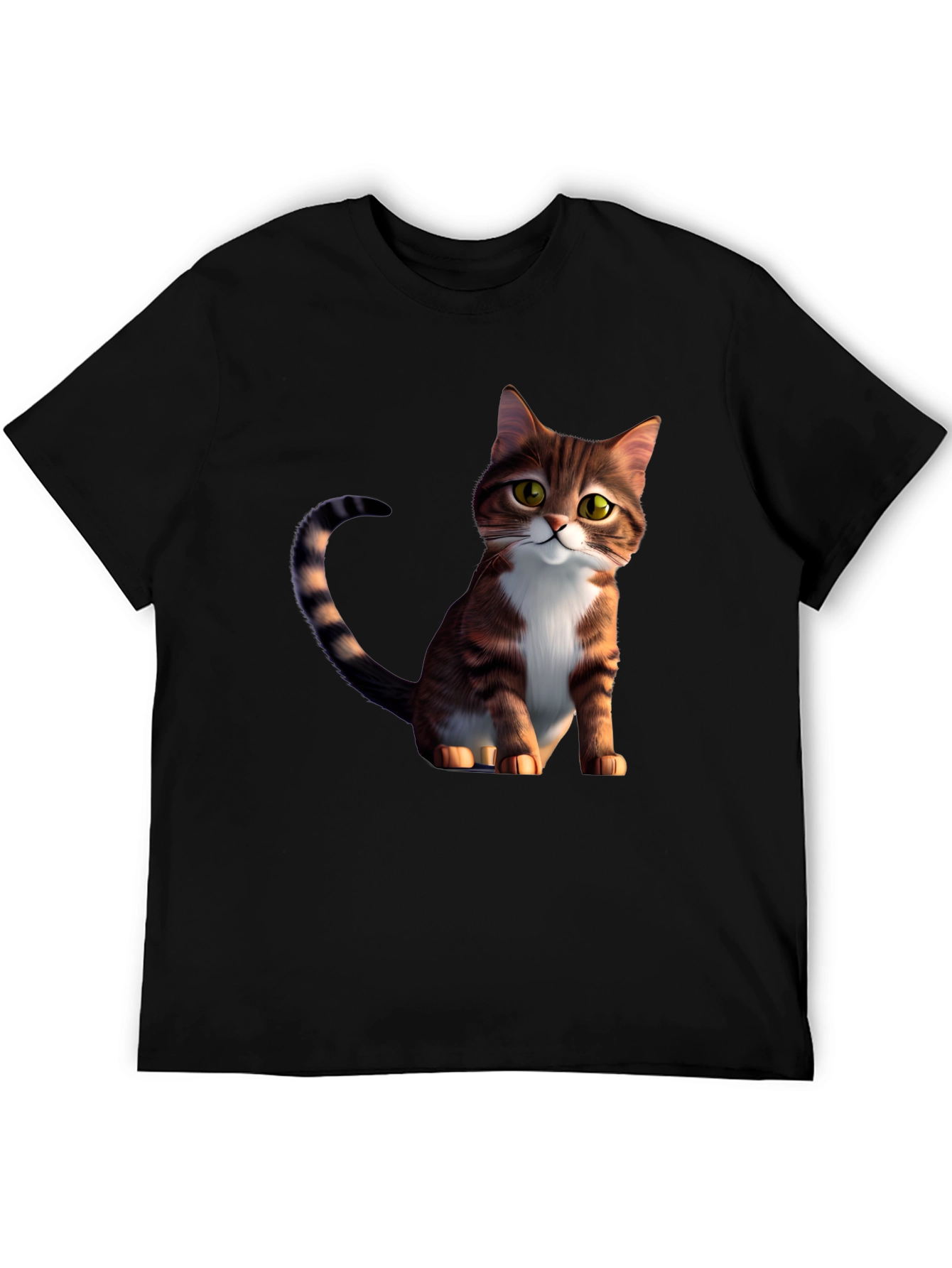 Cartoon Cat Graphic Black T-Shirt