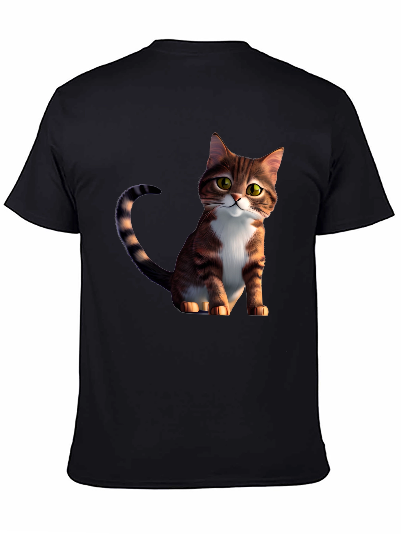 Cartoon Cat Graphic Black T-Shirt