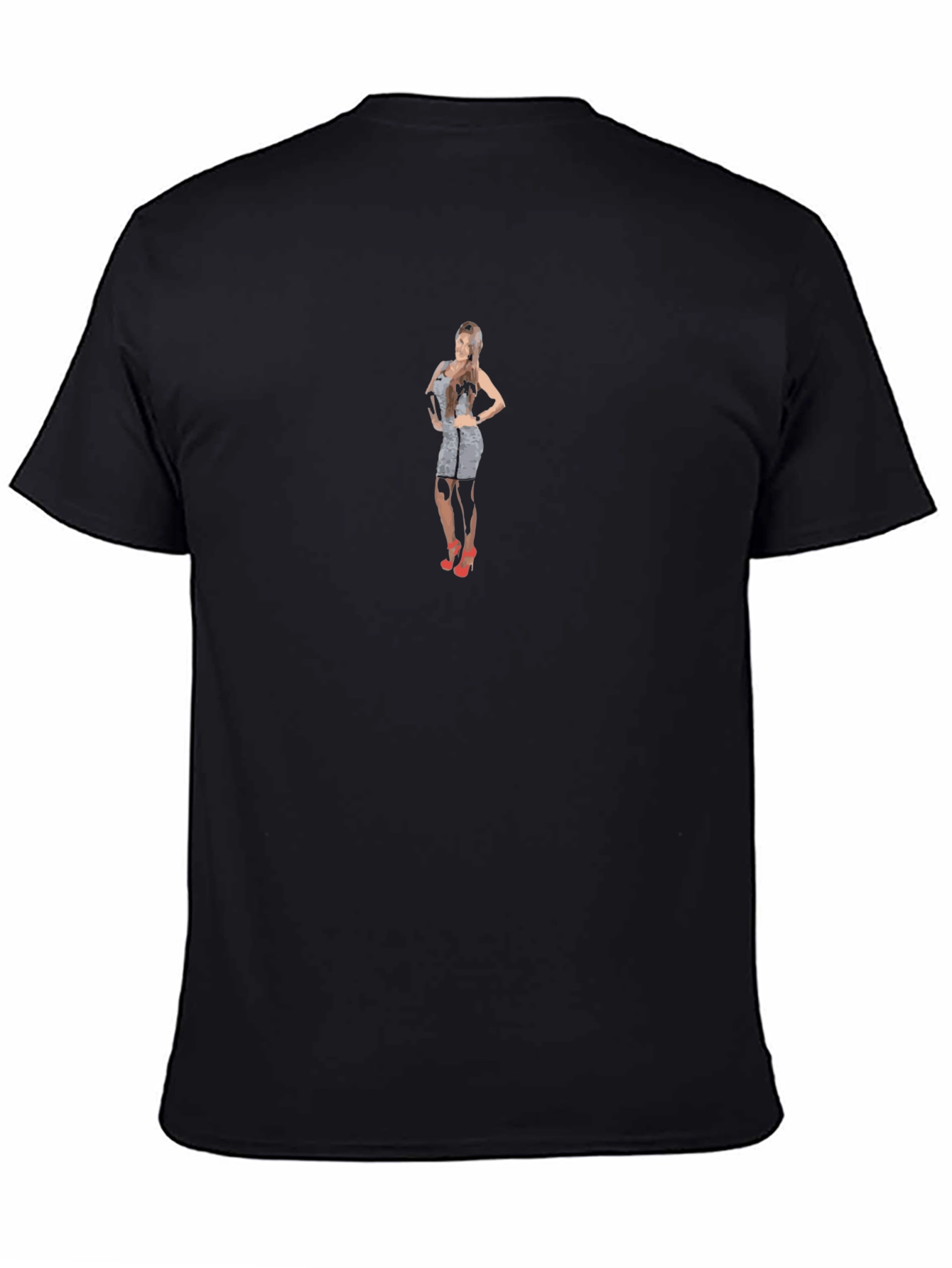 Graphic Tee with Figure Print - Casual Black T-Shirt