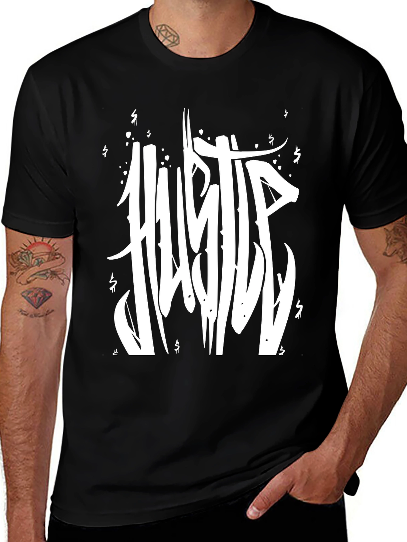 Hustle Graphic Print Black T-Shirt