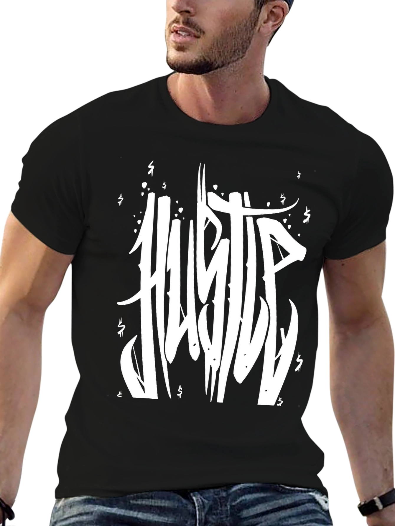 Hustle Graphic Print Black T-Shirt