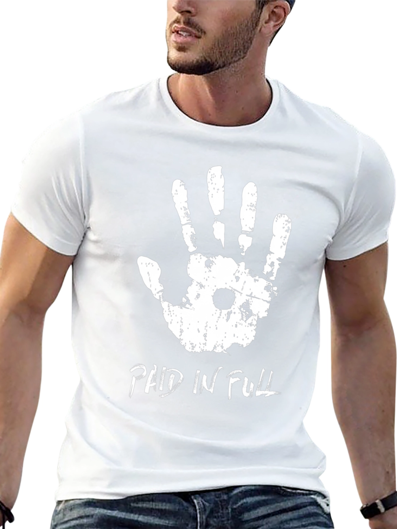 Paid In Full Handprint Graphic Black T-Shirt