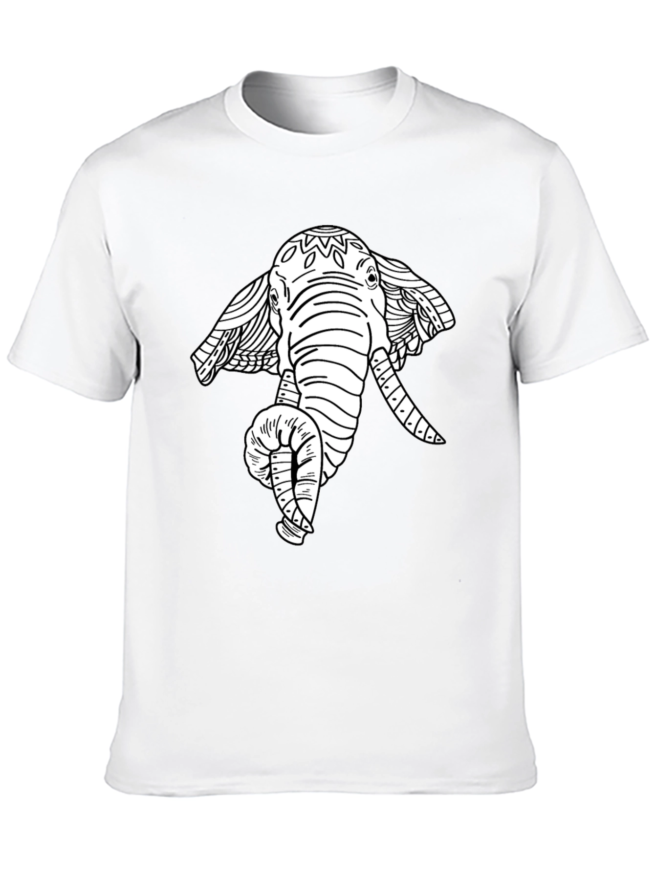 Elephant Graphic Tee - Artistic Print Black T-Shirt