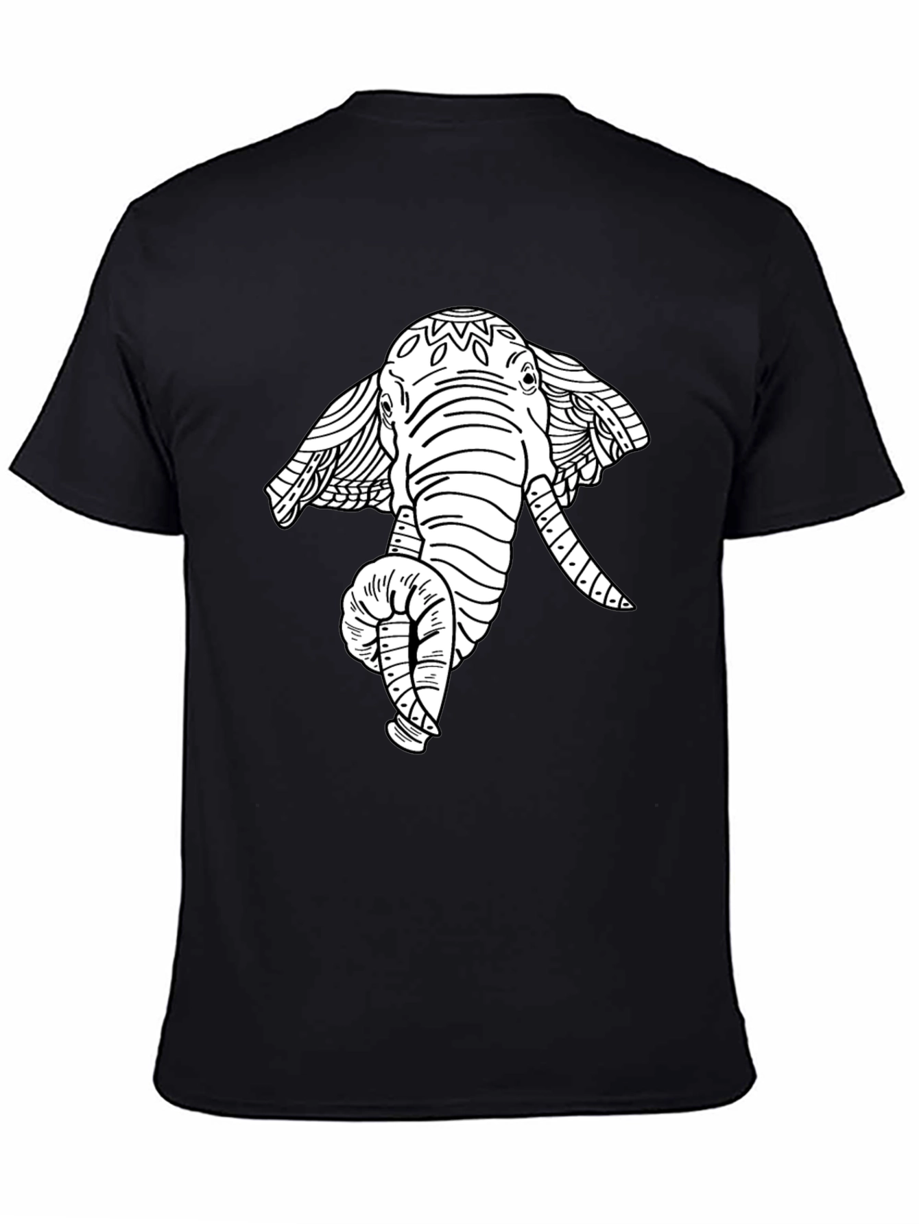 Elephant Graphic Tee - Artistic Print Black T-Shirt