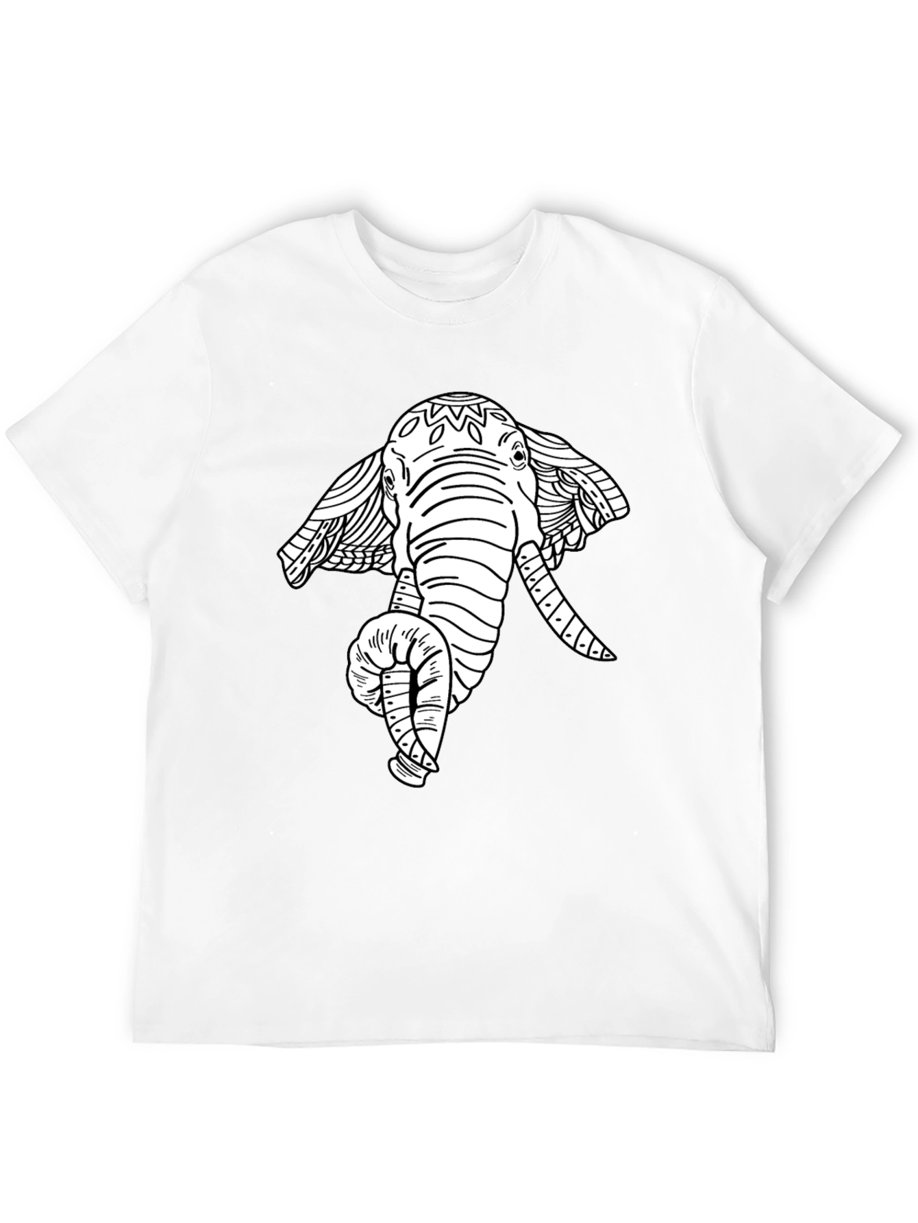 Elephant Graphic Tee - Artistic Print Black T-Shirt