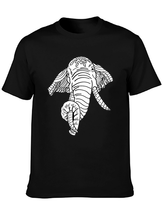 Elephant Graphic Tee - Artistic Print Black T-Shirt