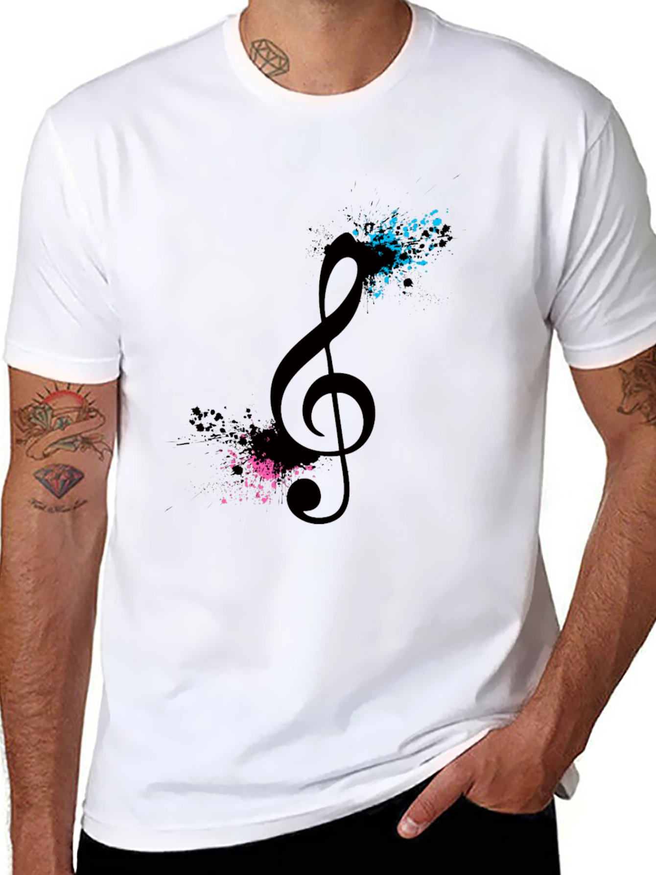 Music Note Splash Black T-Shirt