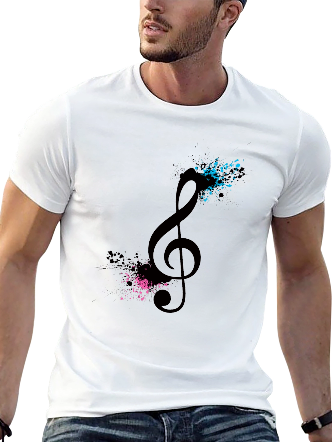 Music Note Splash Black T-Shirt