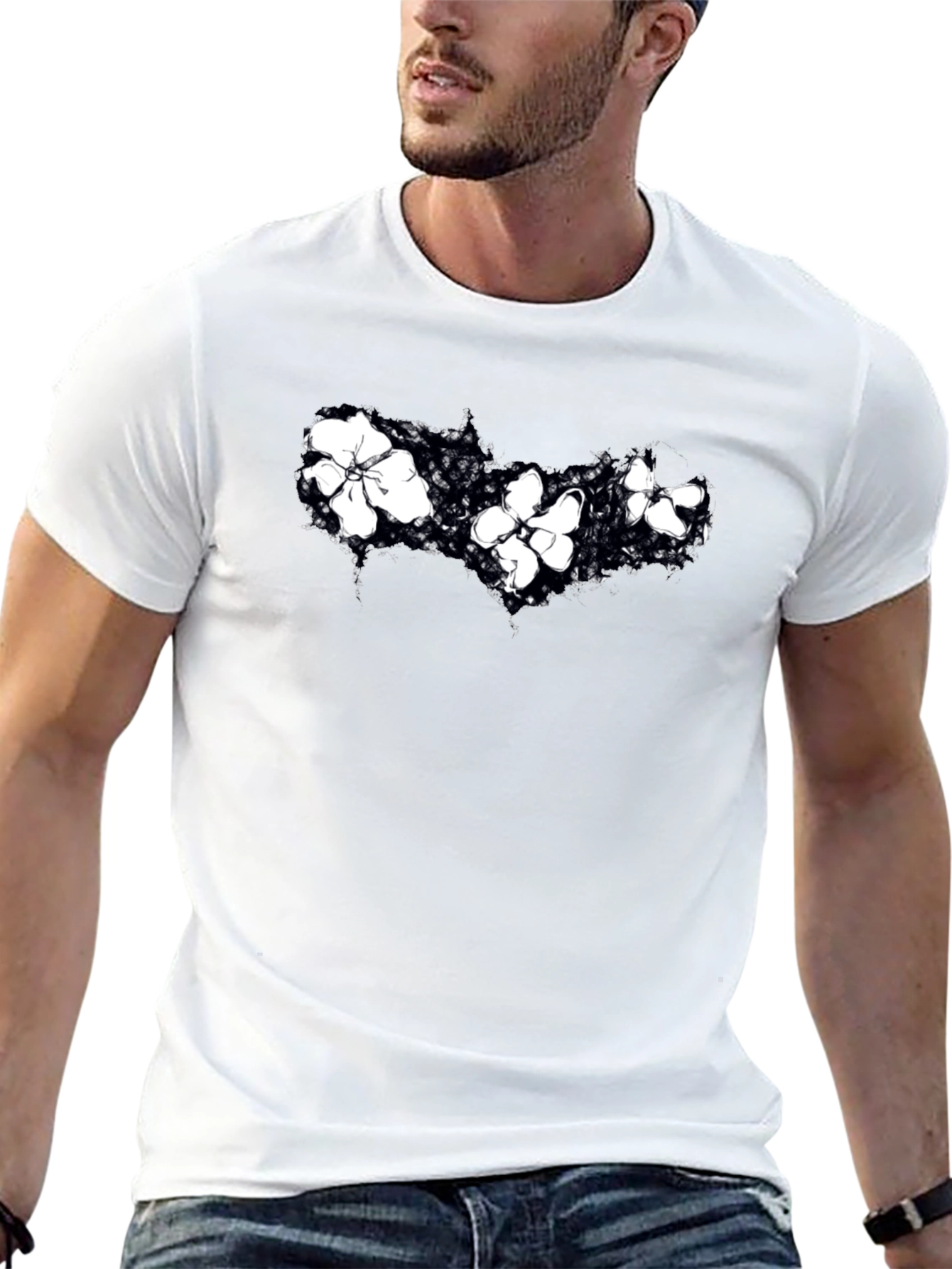 Floral Graphic Black T-Shirt