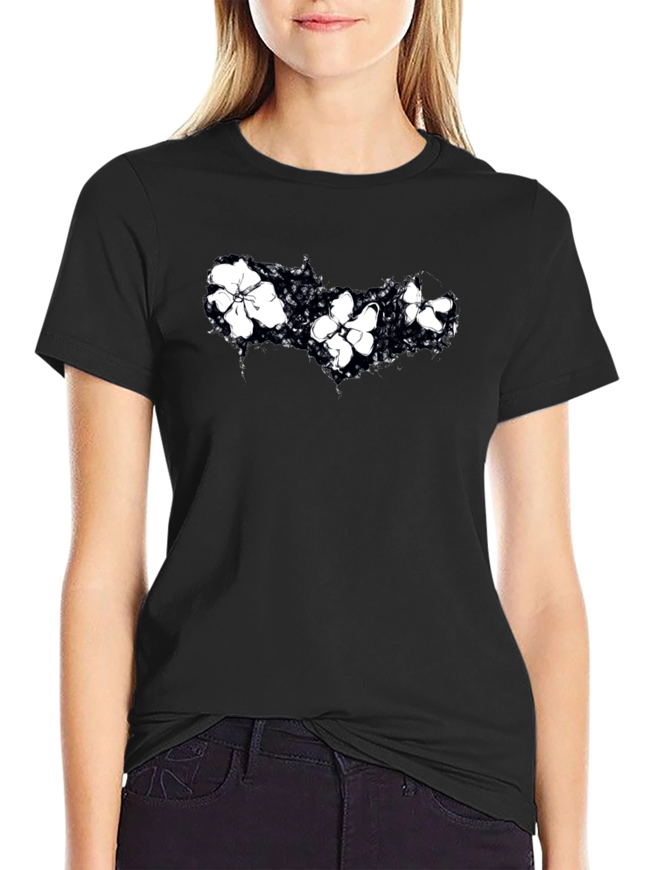 Floral Graphic Black T-Shirt