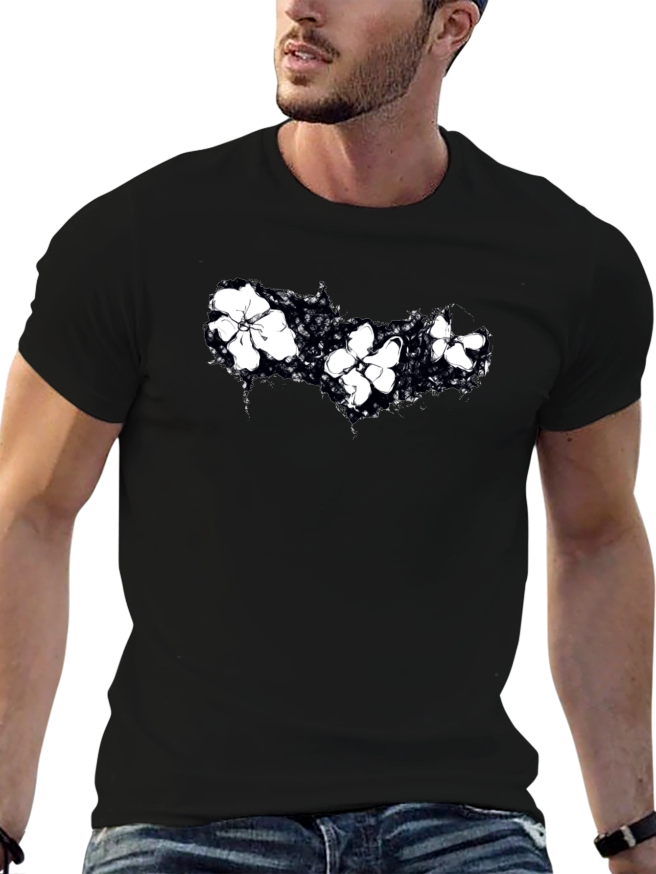 Floral Graphic Black T-Shirt