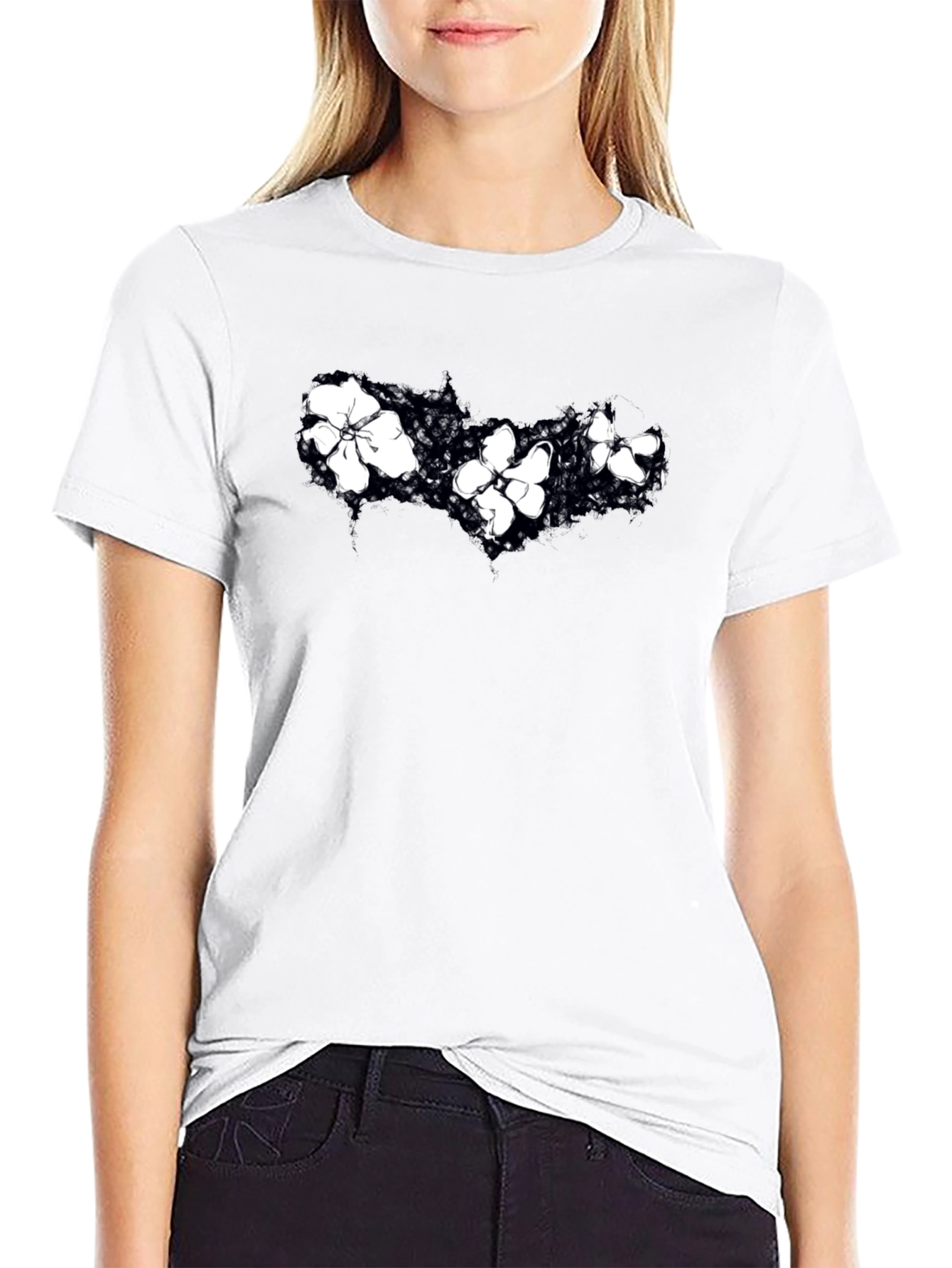Floral Graphic Black T-Shirt
