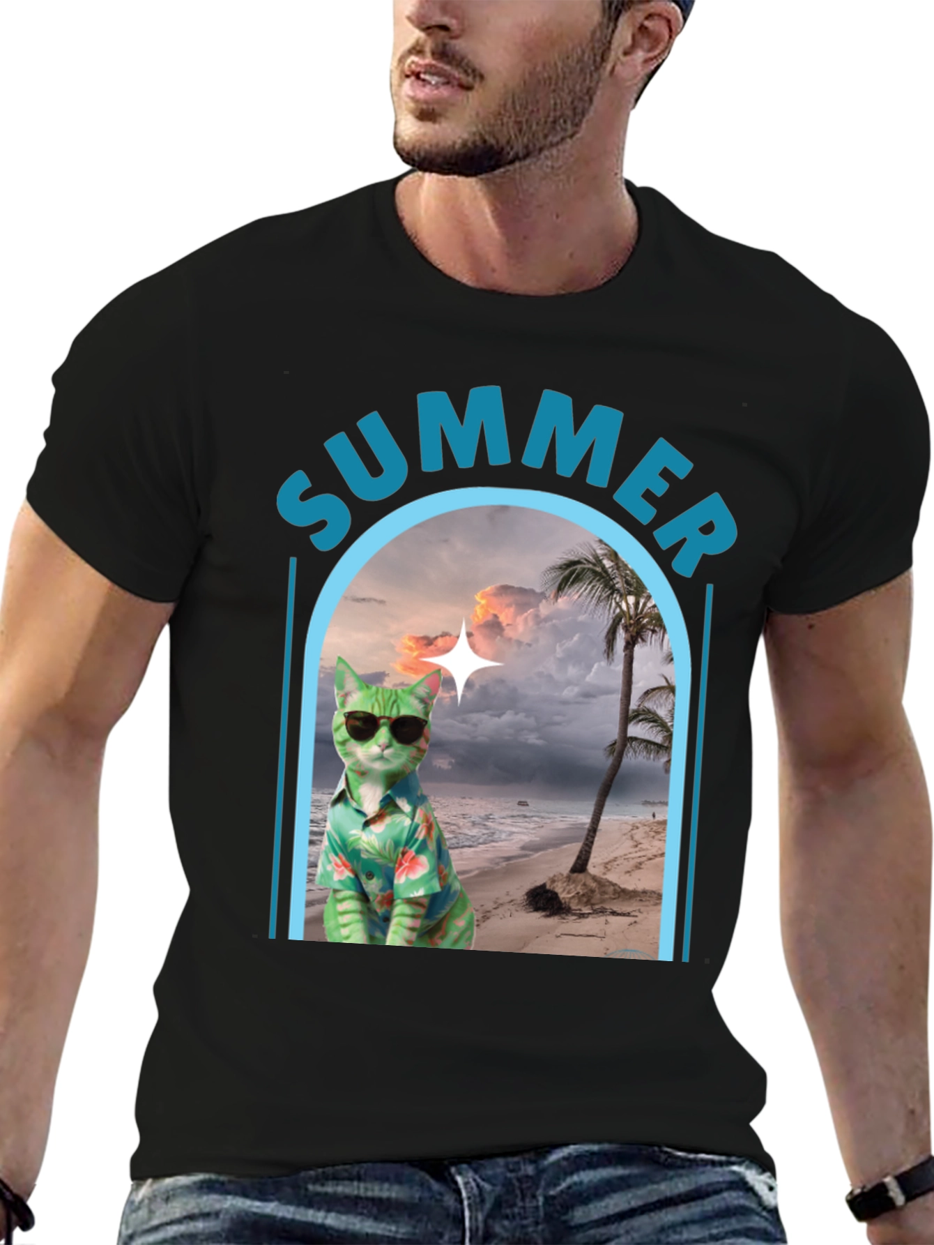 Summer Cat Beach T-Shirt