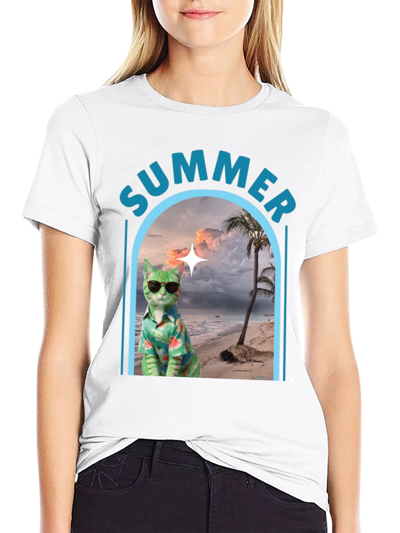 Summer Cat Beach T-Shirt