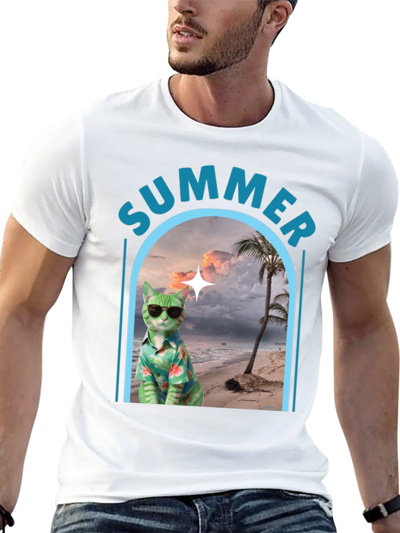 Summer Cat Beach T-Shirt