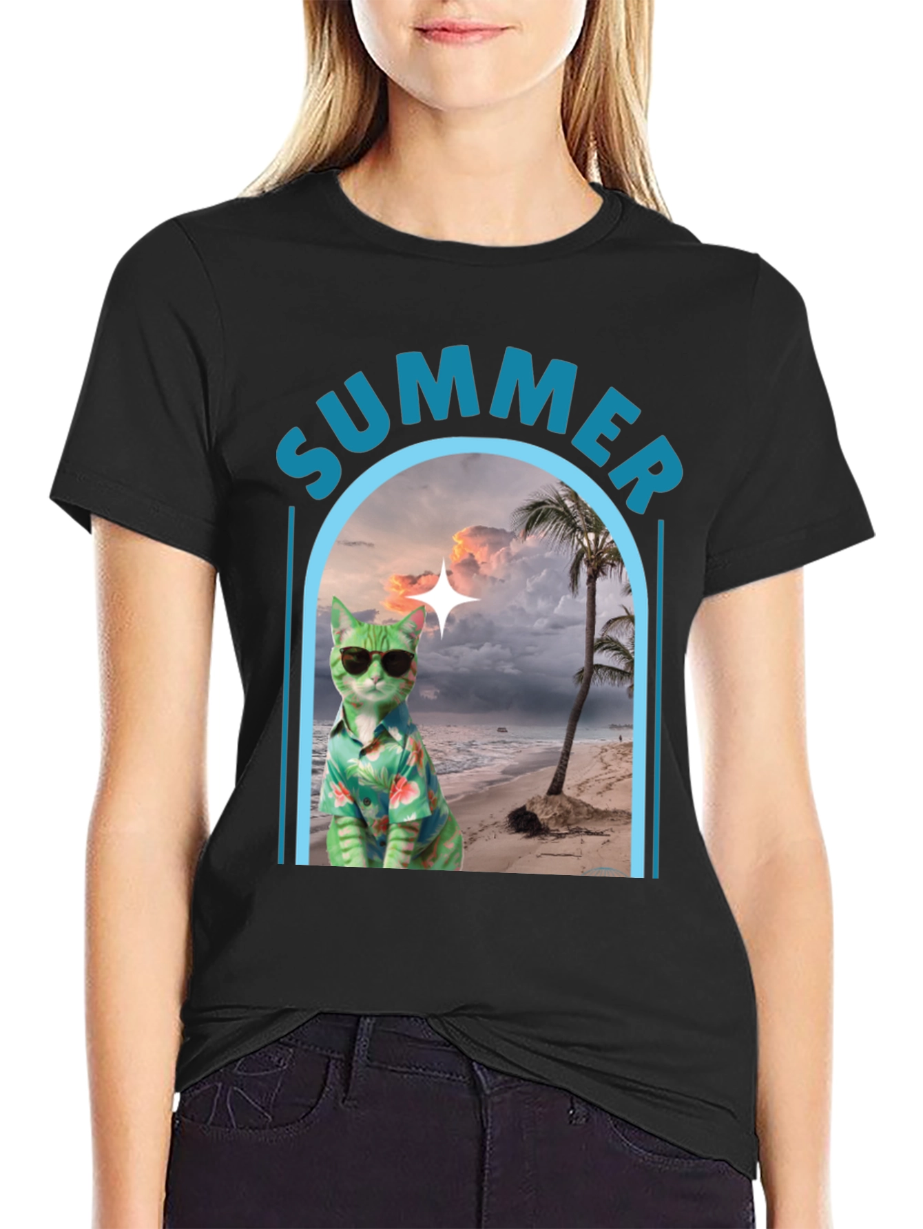 Summer Cat Beach T-Shirt