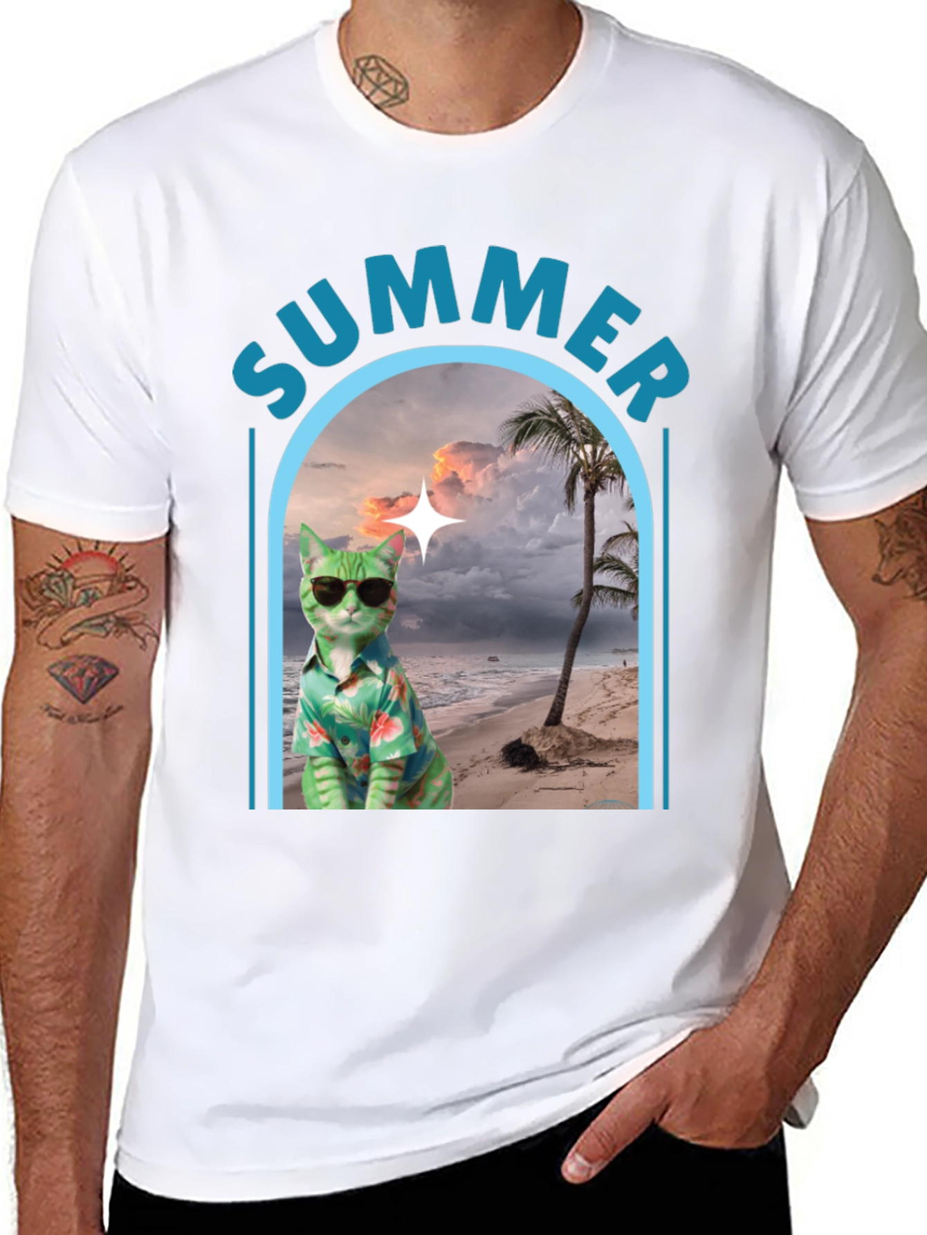 Summer Cat Beach T-Shirt