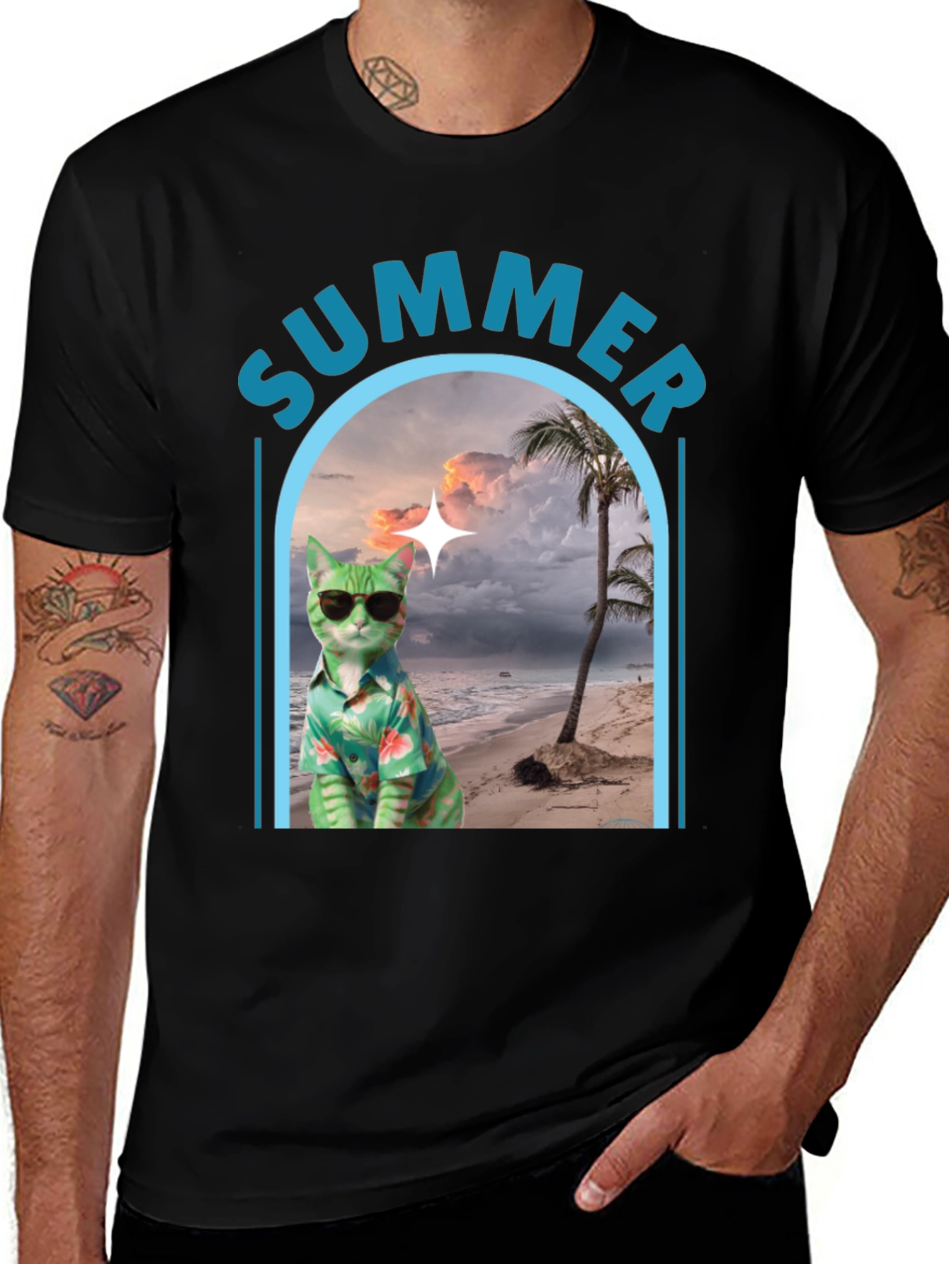 Summer Cat Beach T-Shirt