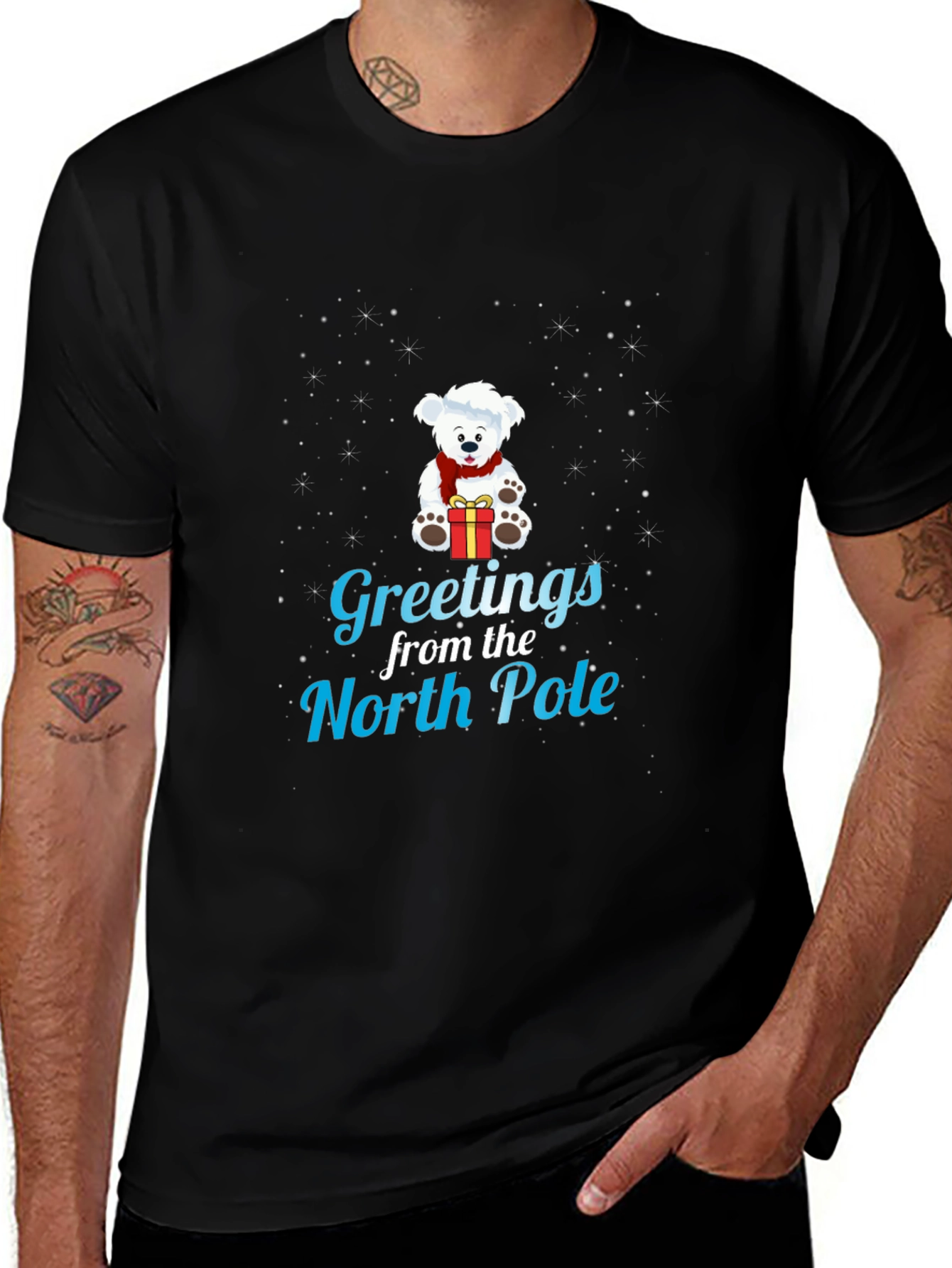 Greetings from the North Pole Black T-Shirt