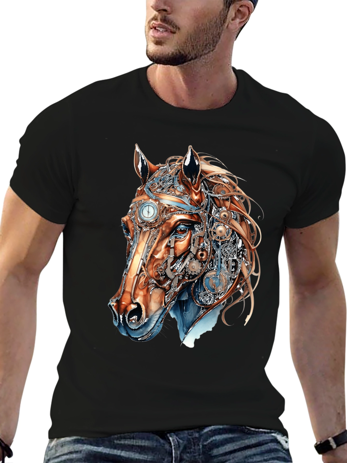 Steampunk Horse Graphic T-Shirt - Unique Design
