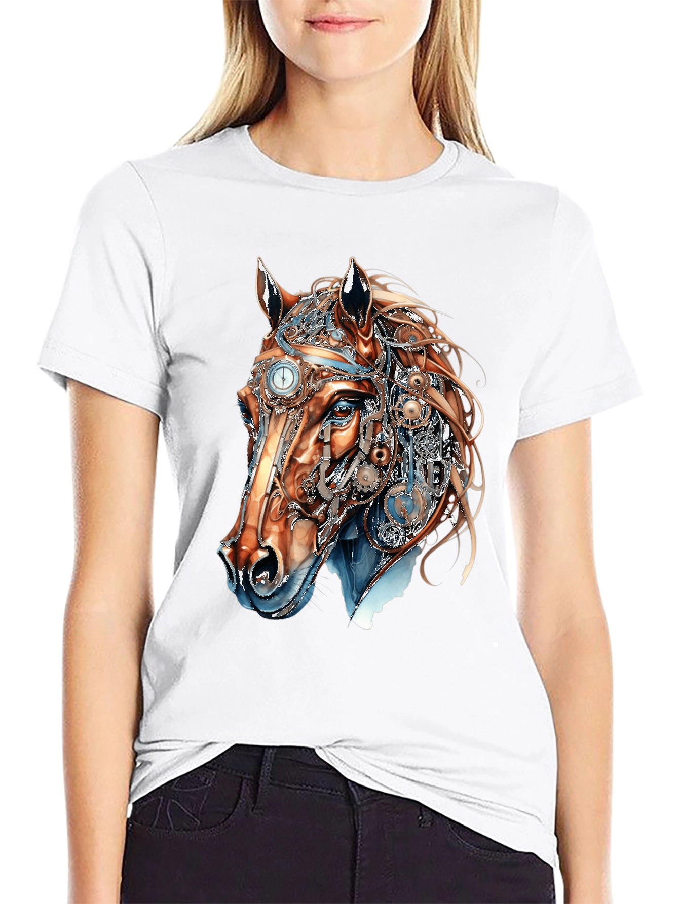 Steampunk Horse Graphic T-Shirt - Unique Design