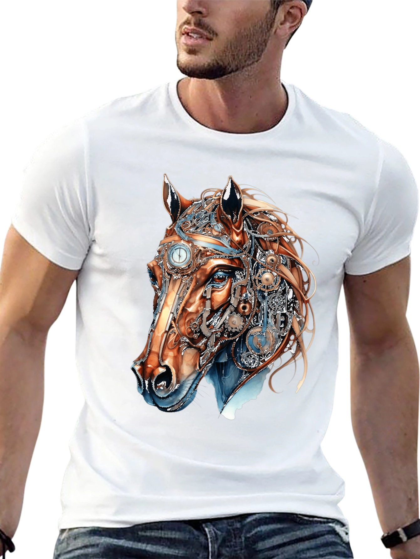 Steampunk Horse Graphic T-Shirt - Unique Design
