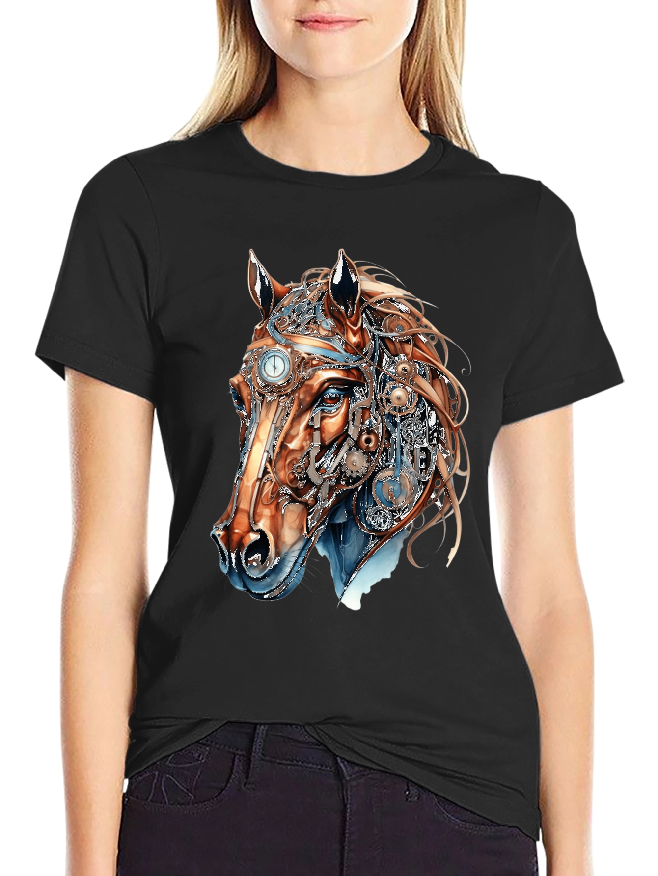 Steampunk Horse Graphic T-Shirt - Unique Design