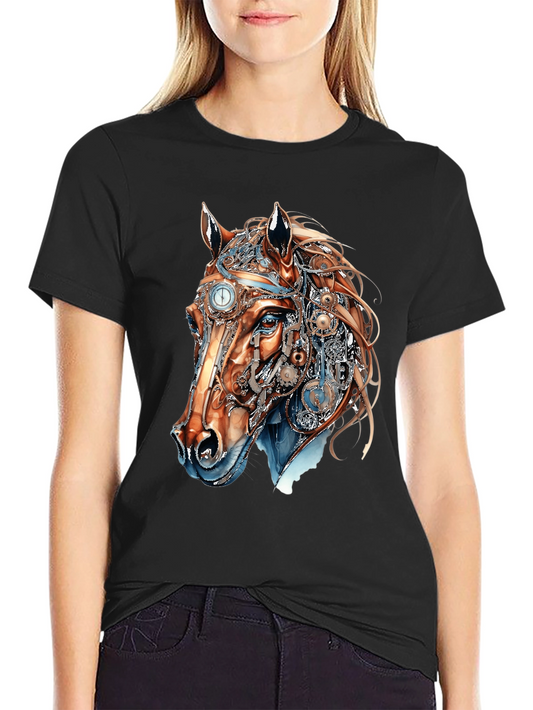 Steampunk Horse Graphic T-Shirt - Unique Design