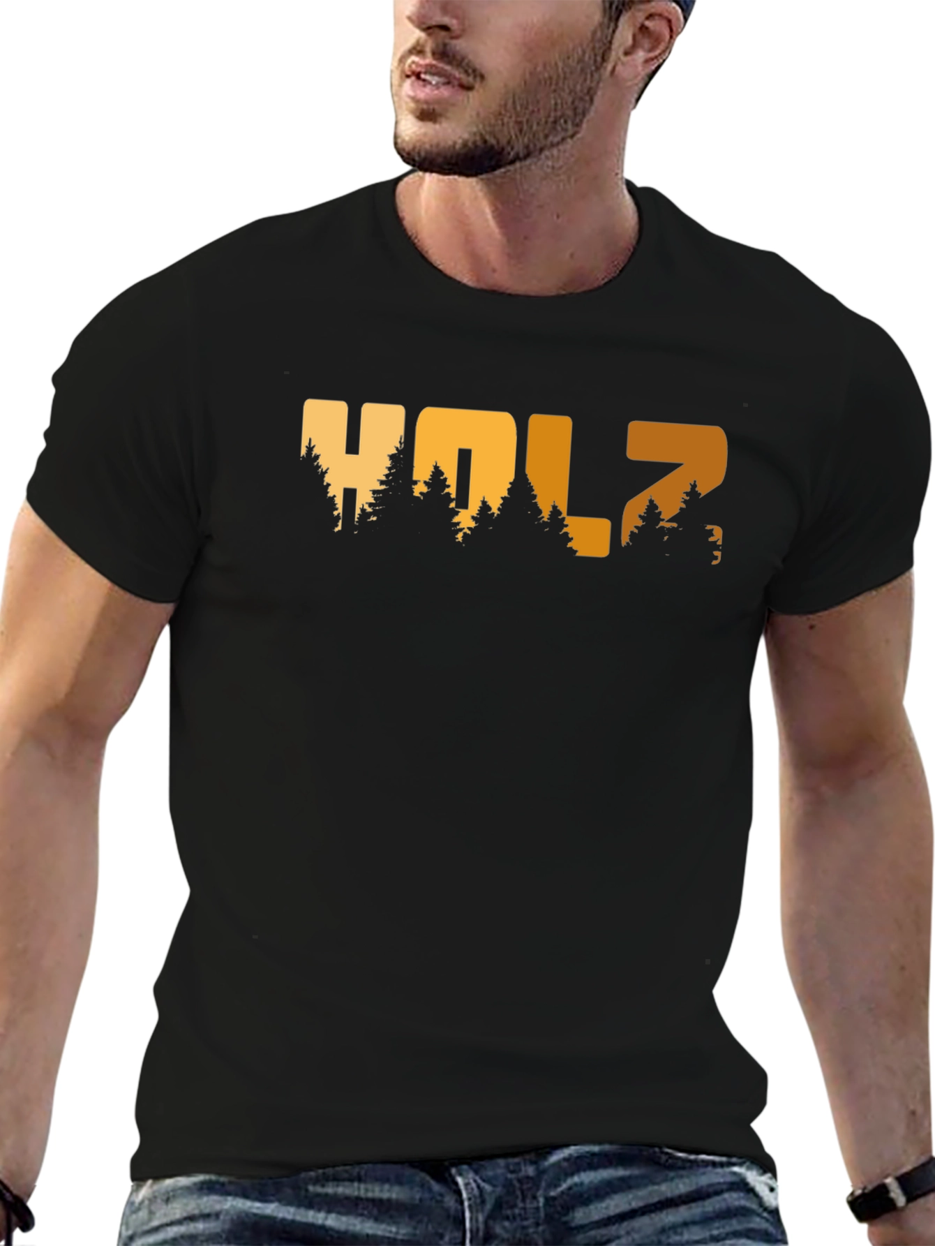 Holz Forest Design Black T-Shirt