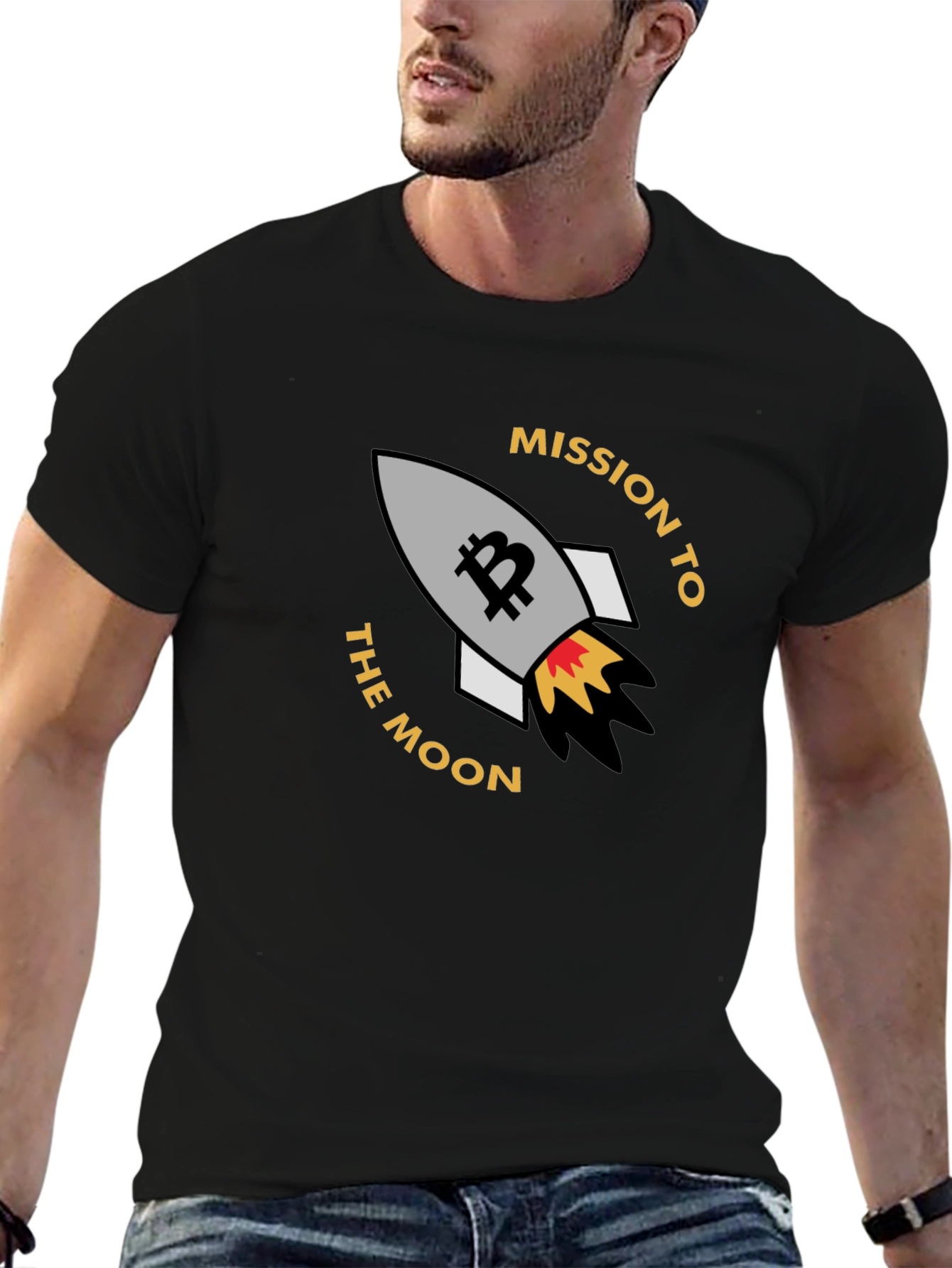 Bitcoin Mission To The Moon Black T-Shirt