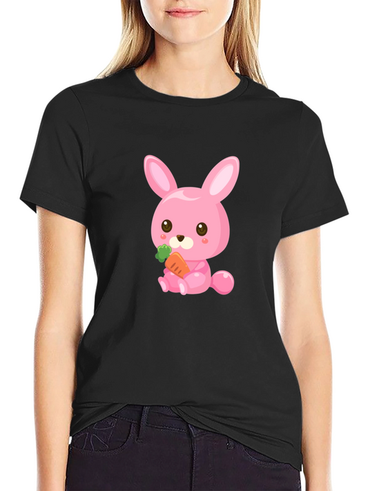 Cute Pink Bunny with Carrot Graphic Tee
