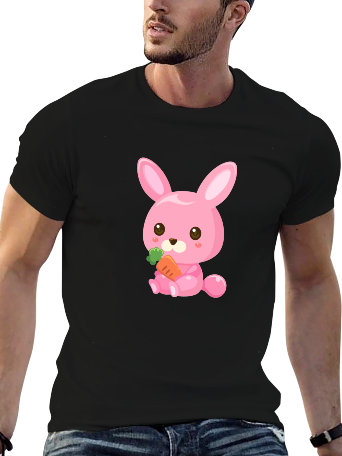 Cute Pink Bunny with Carrot Graphic Tee