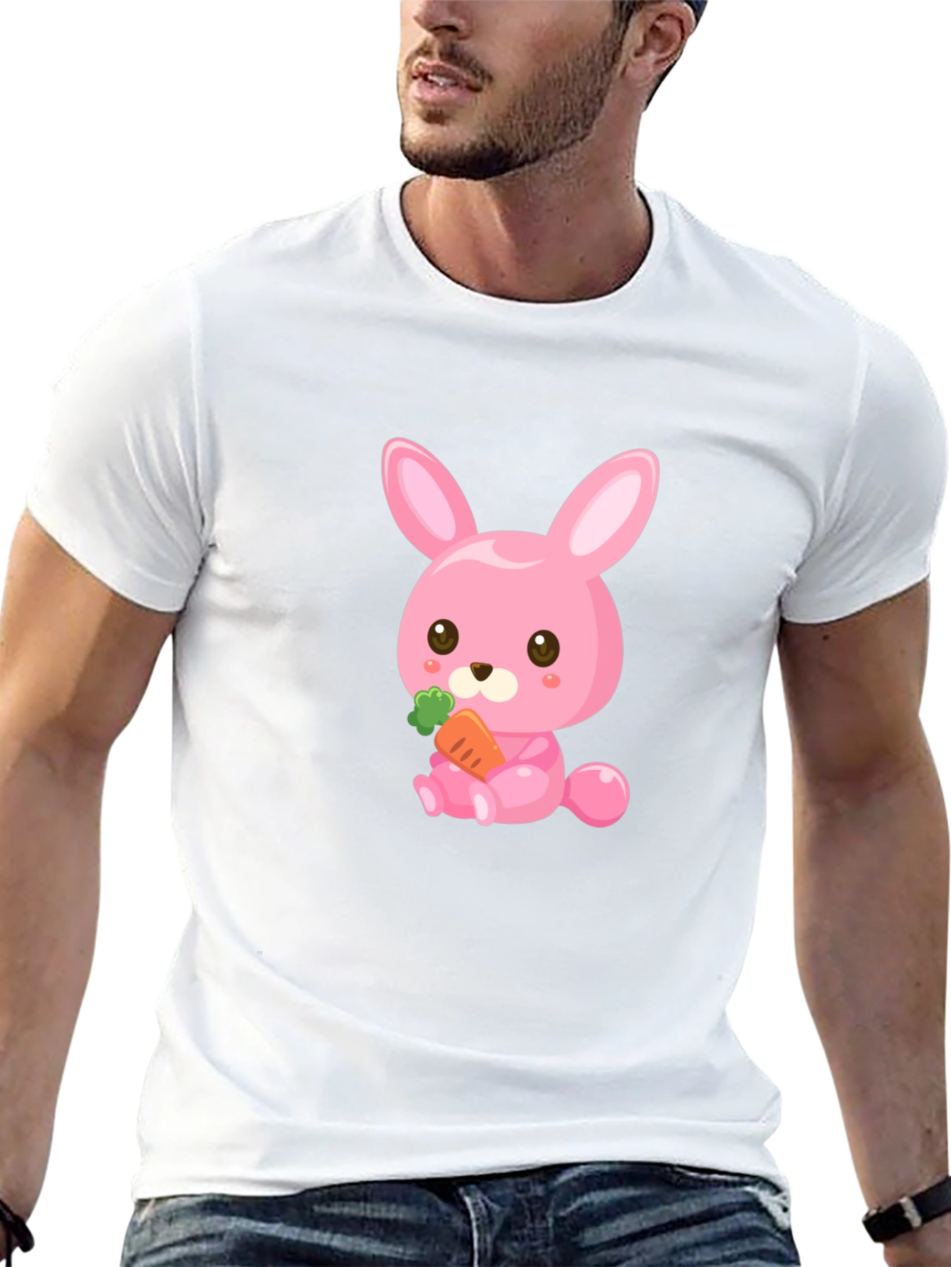 Cute Pink Bunny with Carrot Graphic Tee