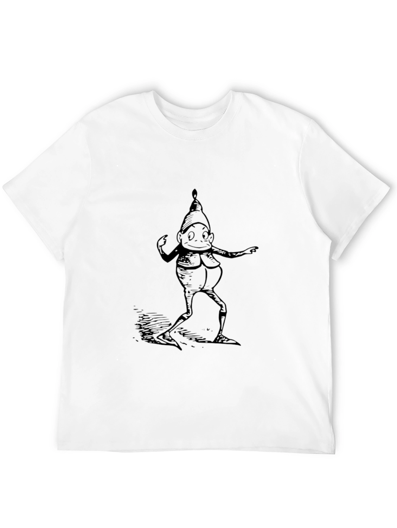 Whimsical Elf Graphic Tee - Black Cotton T-Shirt
