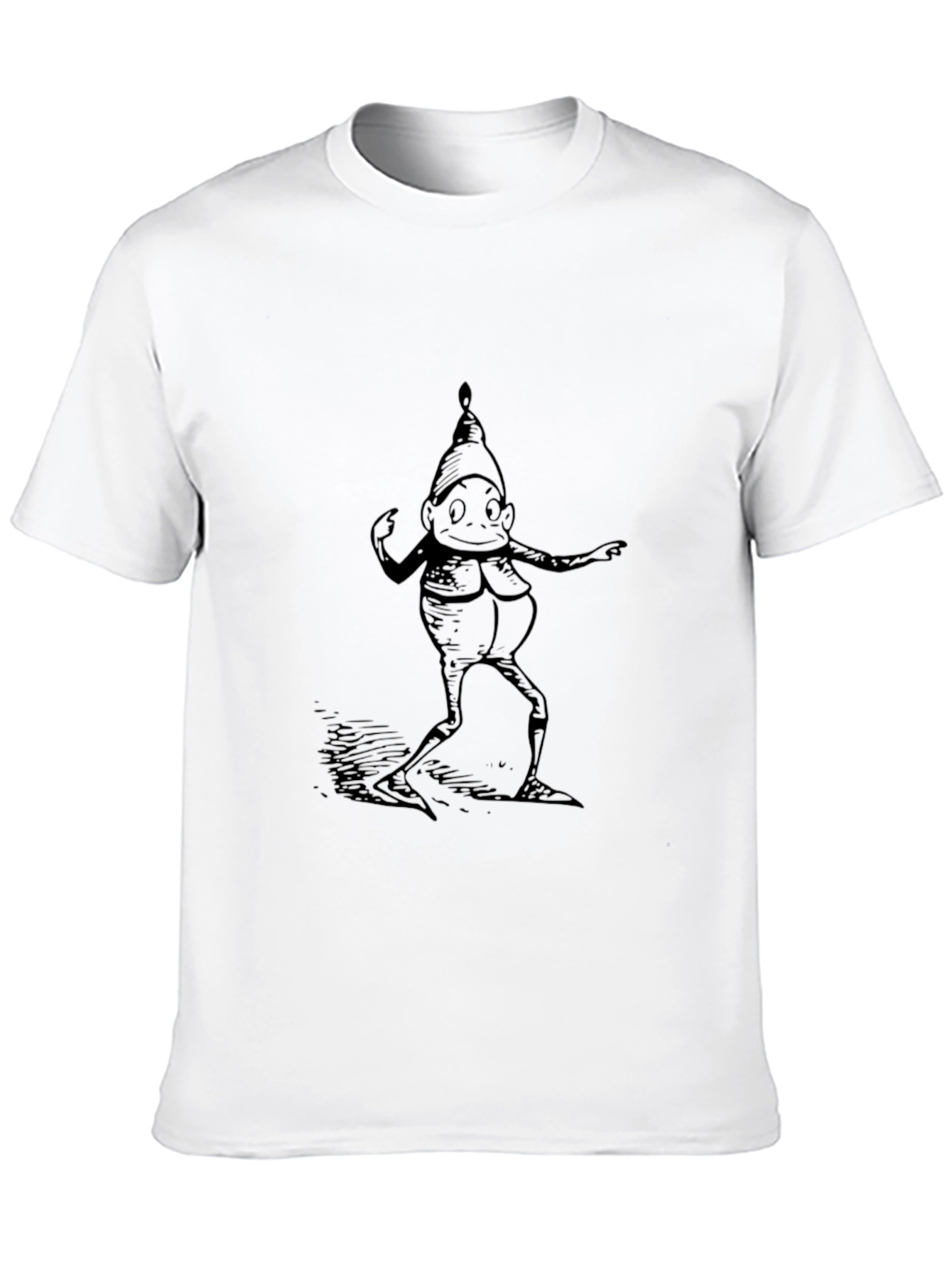 Whimsical Elf Graphic Tee - Black Cotton T-Shirt