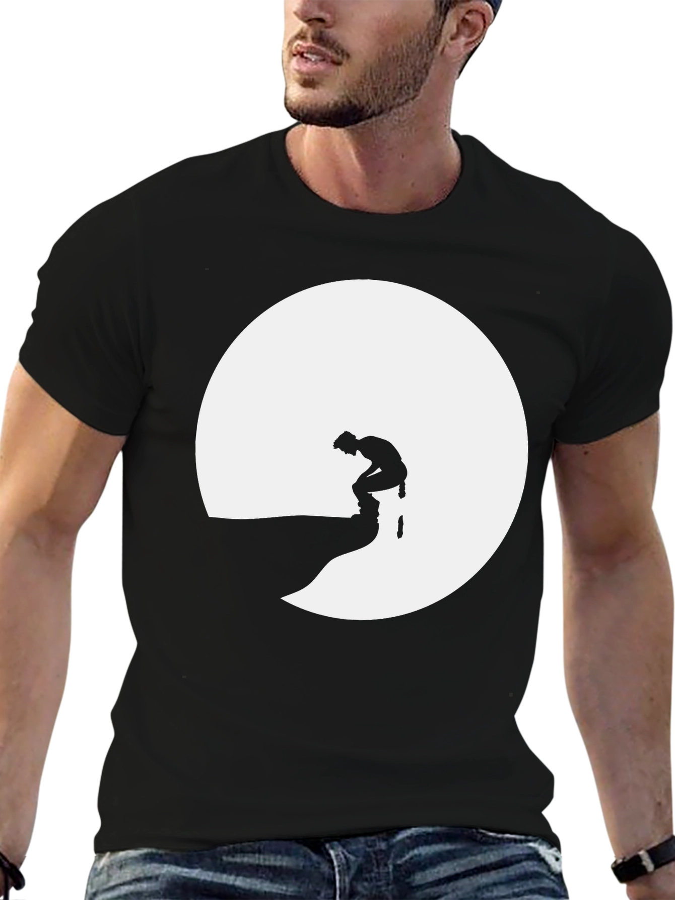 Silhouette Graphic Tee - Black Crew Neck T-Shirt